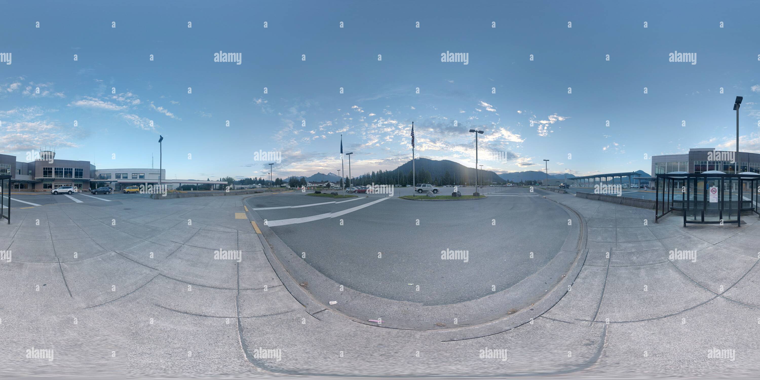 360 Grad Panorama Ansicht von Juneau Alaska - Flughafen - August 2017