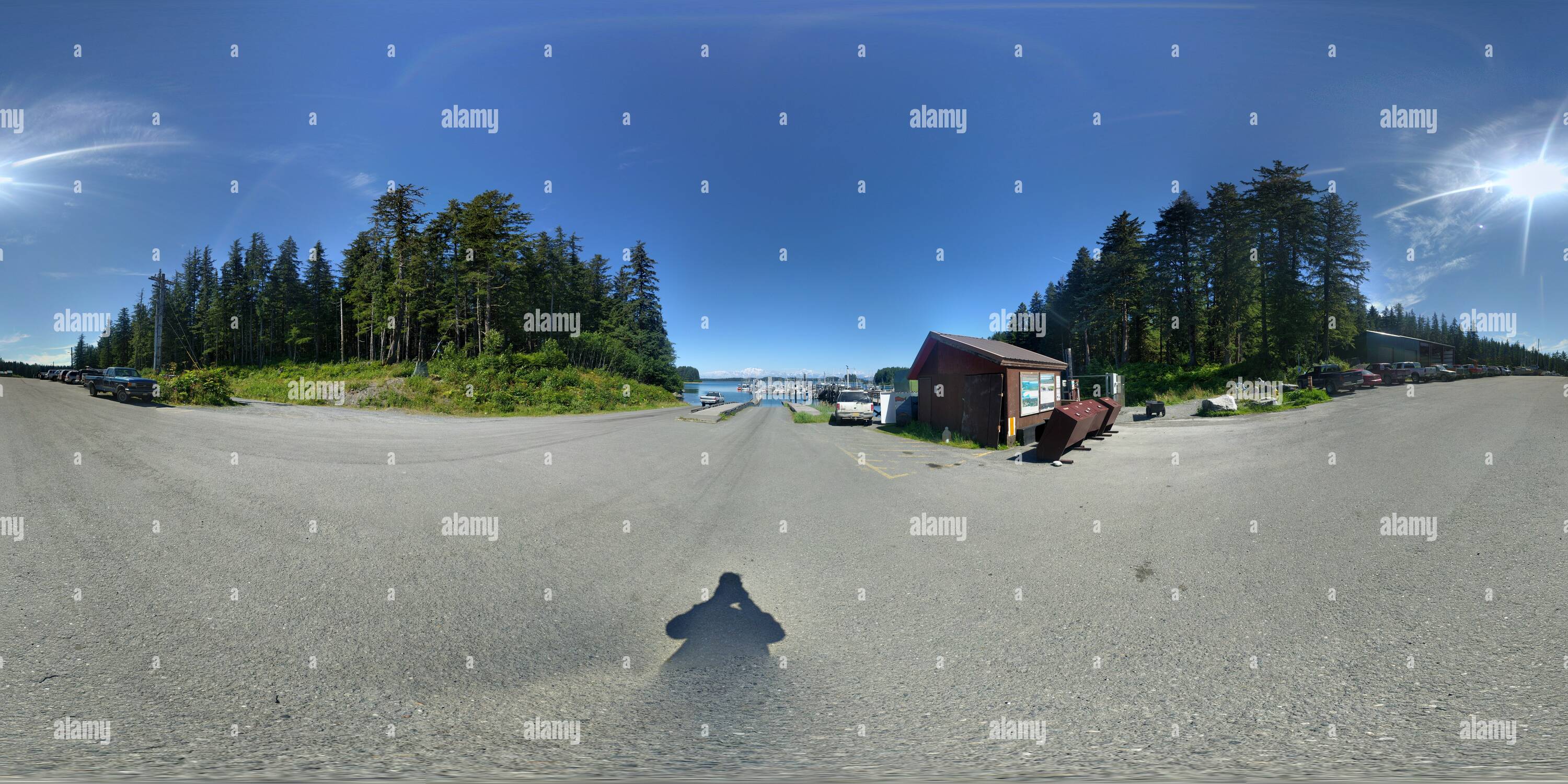 360 Grad Panorama Ansicht von Yakutat, Alaska - Small Boat Harbour - August 2017