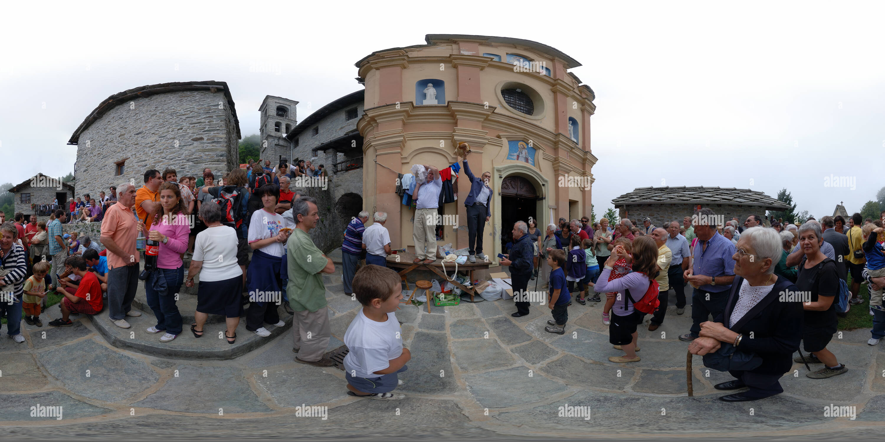 360 Grad Panorama Ansicht von Marsaglia Heiligtum, Monastero di Lanzo