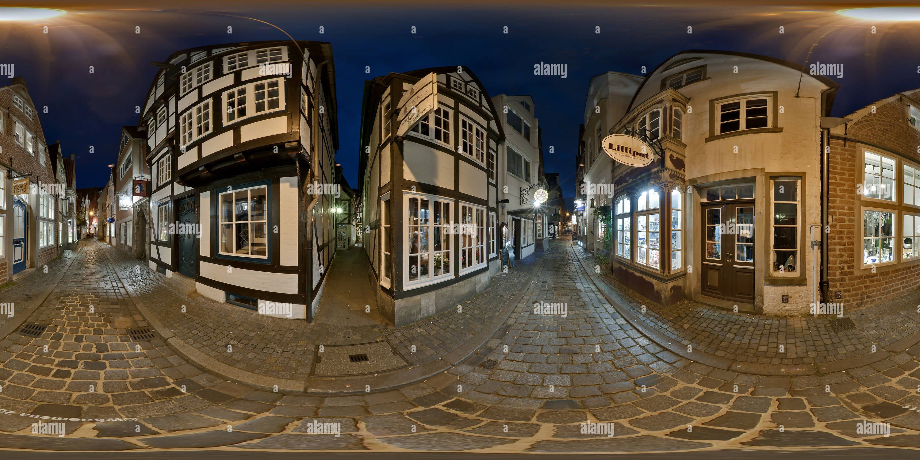 360 Grad Panorama Ansicht von Bremen Schnoor Viertel