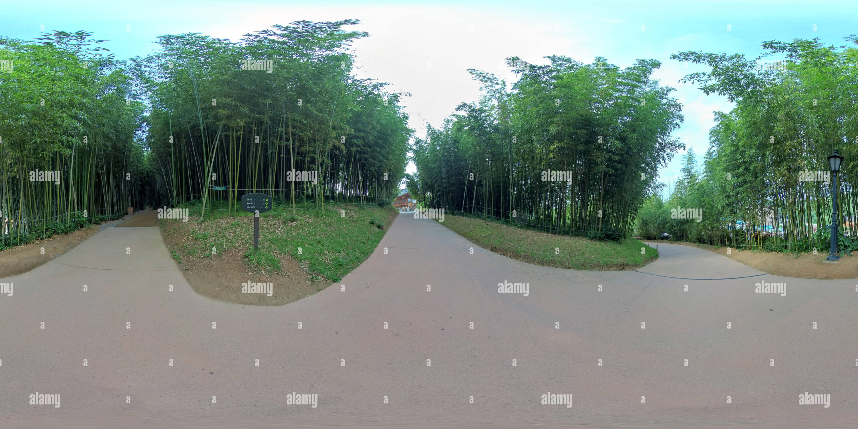 360 Grad Panorama Ansicht von Damyang, Südkorea - 24 Juli 2019 Juknokwon. 360 Grad Panorama von sphärischen Bambuswald.