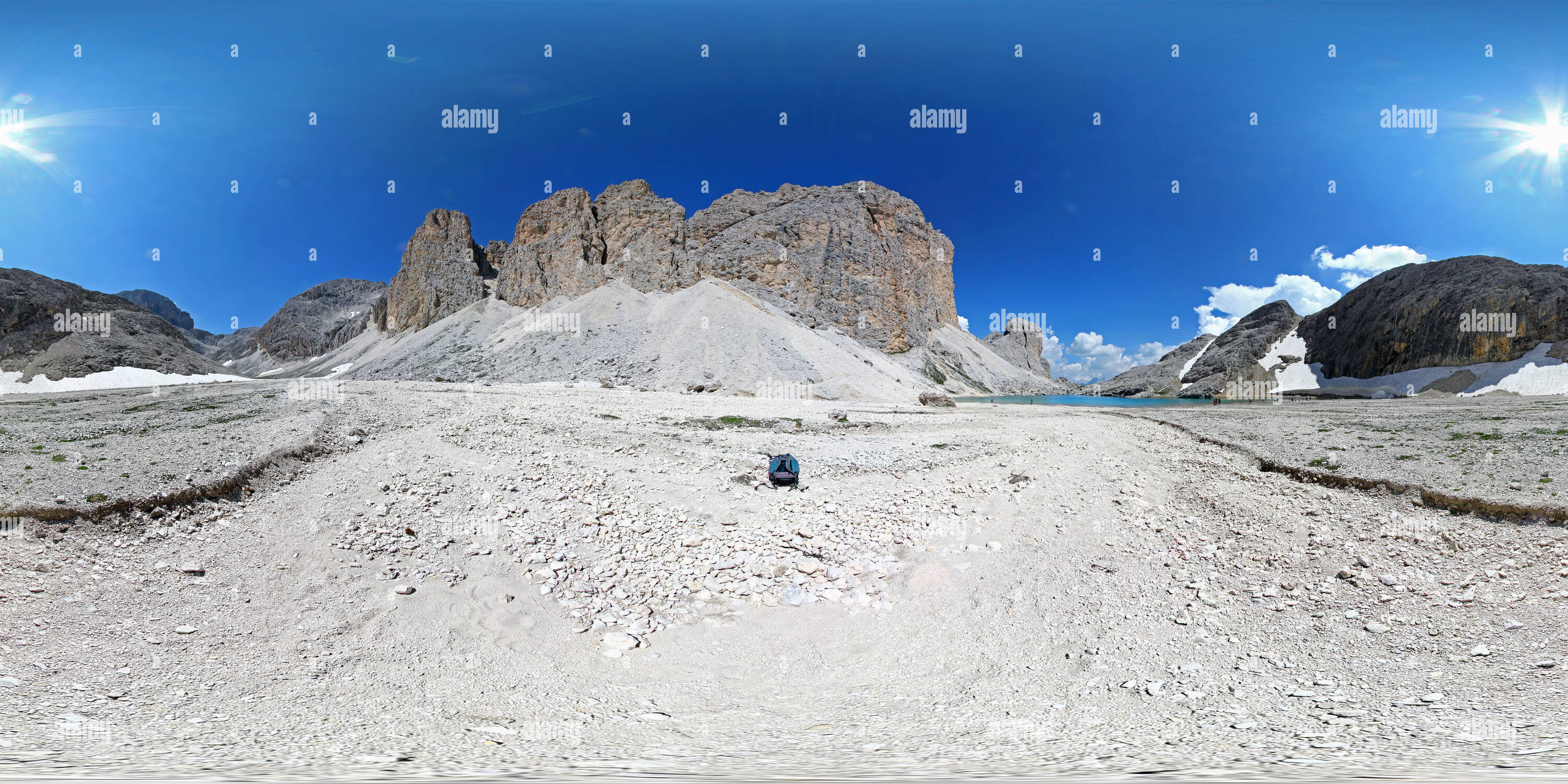 360 Grad Panorama Ansicht von Dolomiten: Antermoia-See