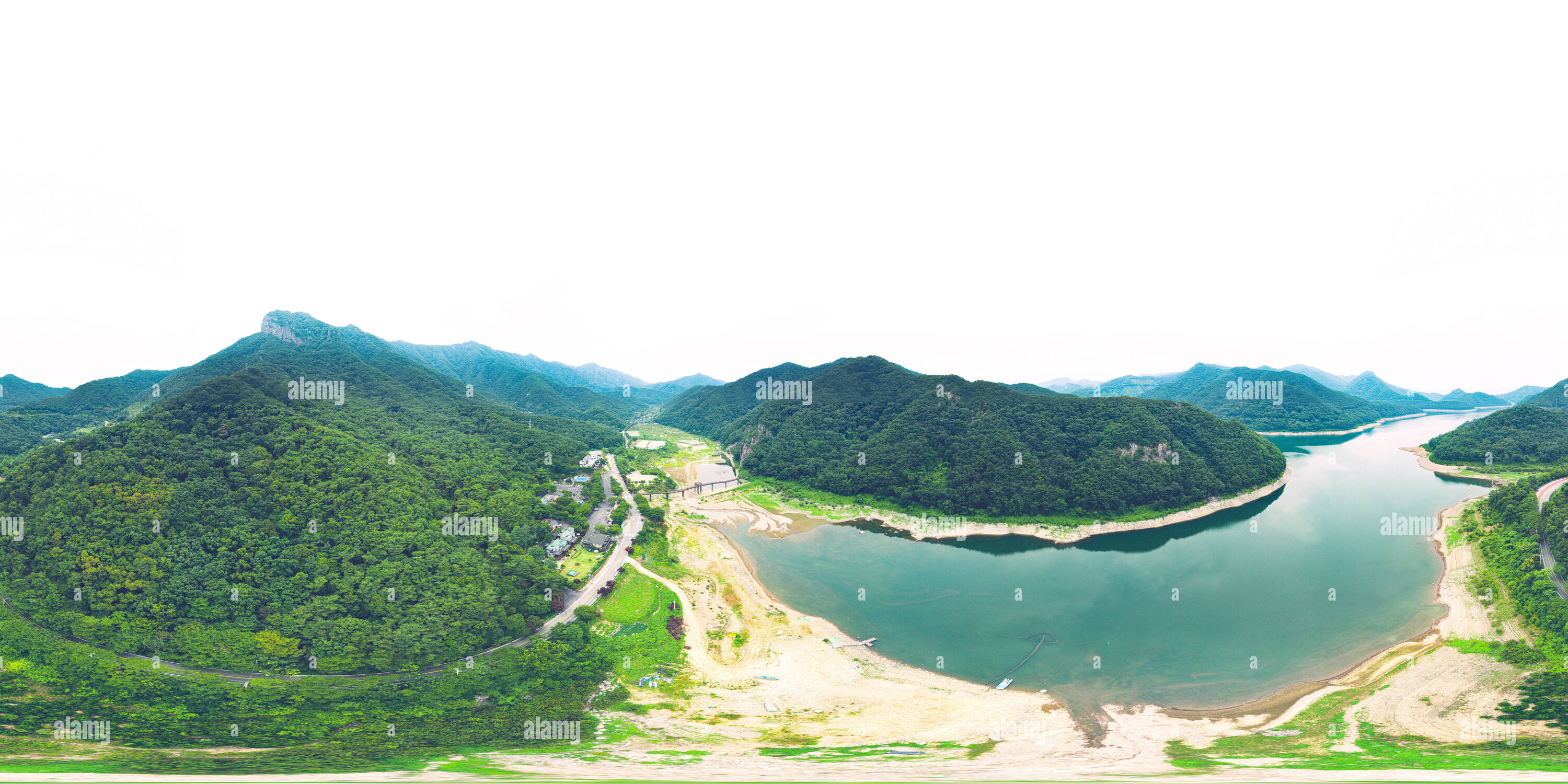 360 Grad Panorama Ansicht von Damyang, Südkorea - 24 Juli 2019 Damyang See 360 Antenne Panoramablick auf See in Damyang.