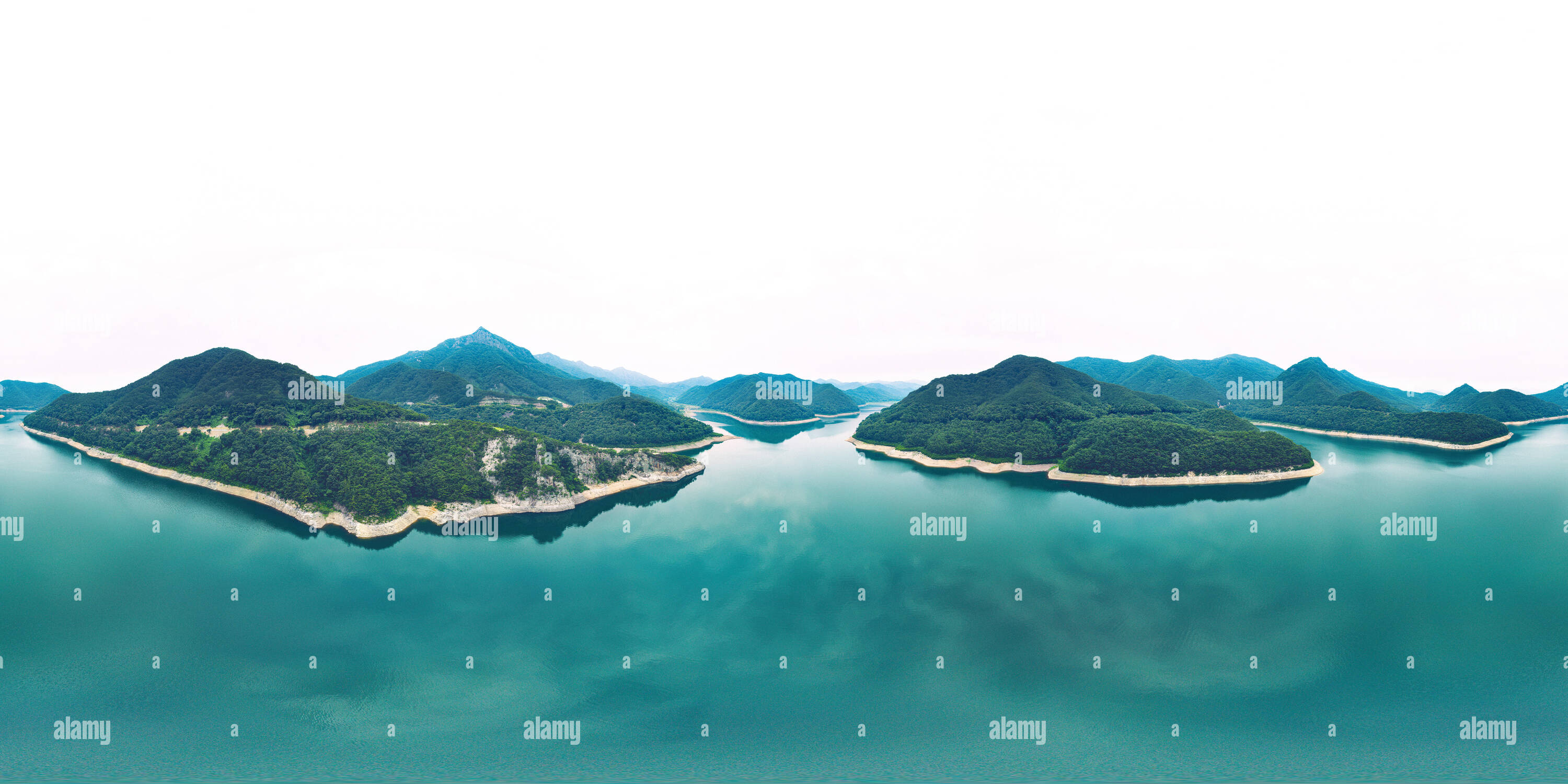360 Grad Panorama Ansicht von Damyang, Südkorea - 24 Juli 2019 Damyang See 360 Antenne Panoramablick auf See in Damyang.