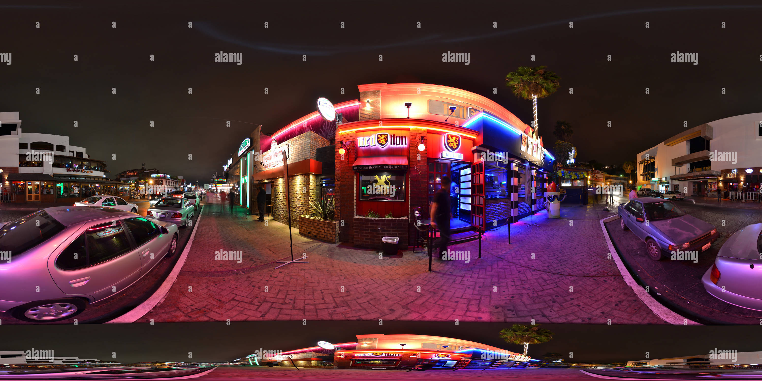 Vista panorámica en 360 grados de Bar Red Lion en Ensenada BC
