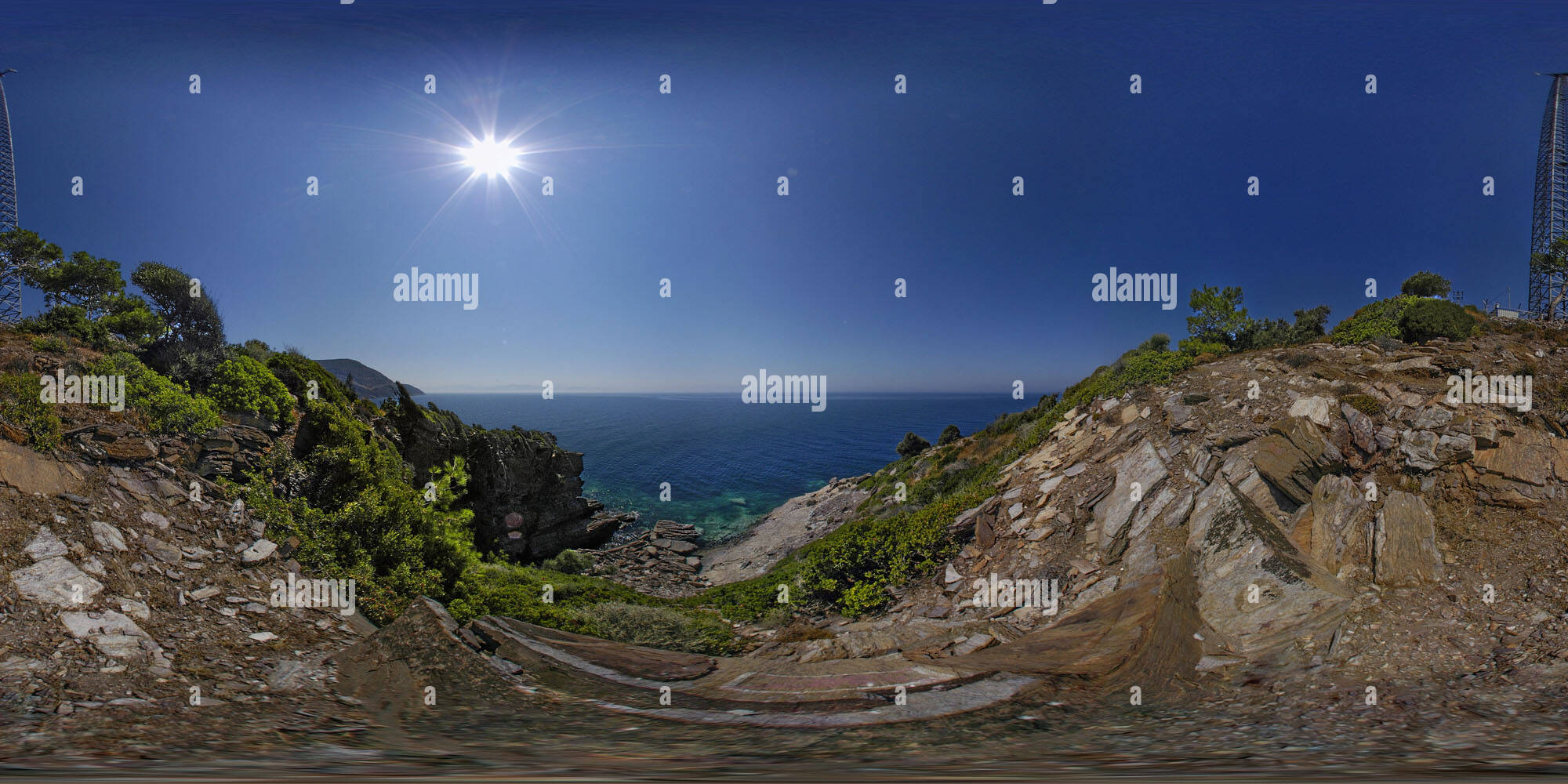 Vista panorámica en 360 grados de Rocky humanos
