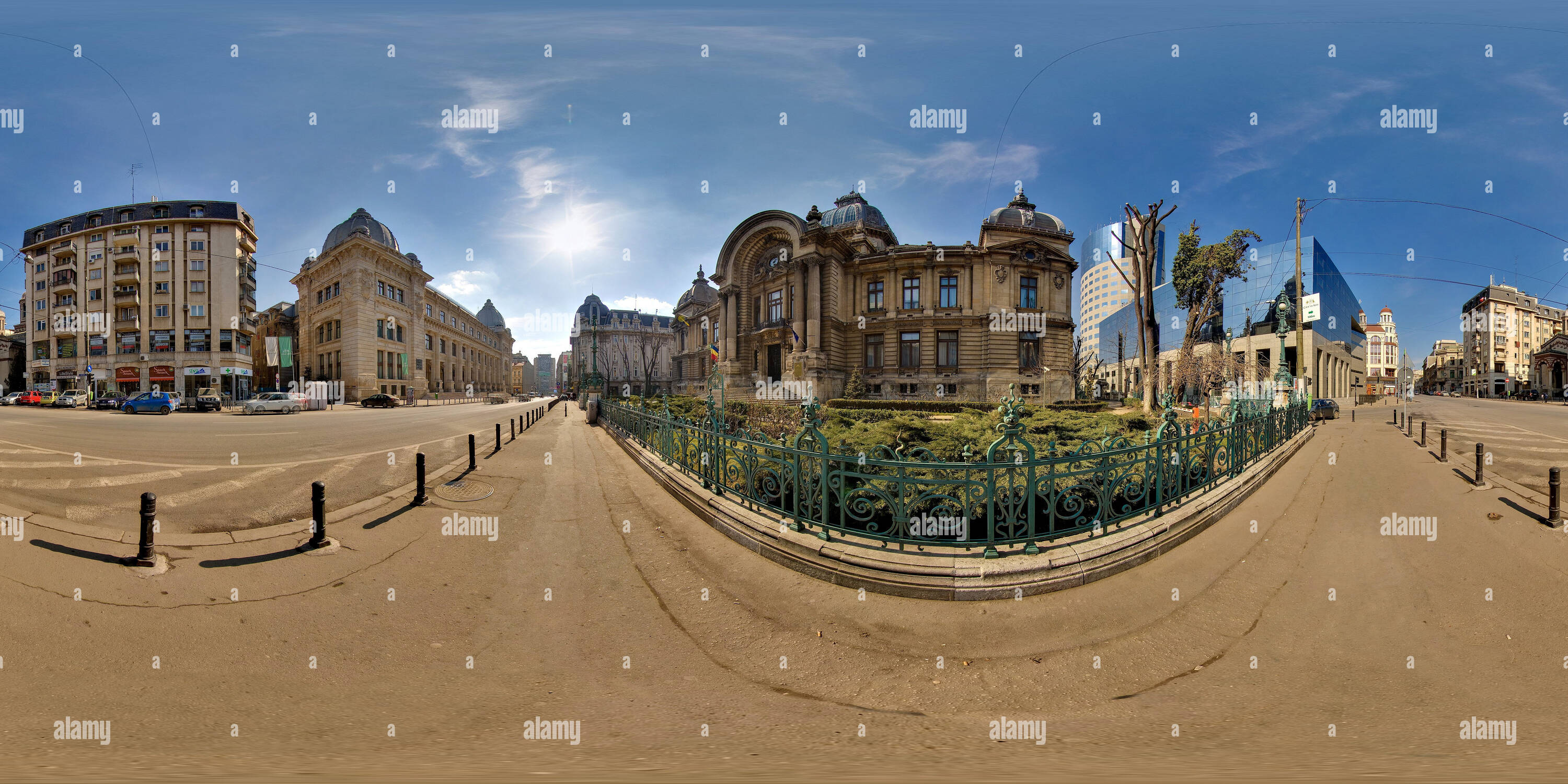 Vista panorámica en 360 grados de Bucarest Edificio CEC