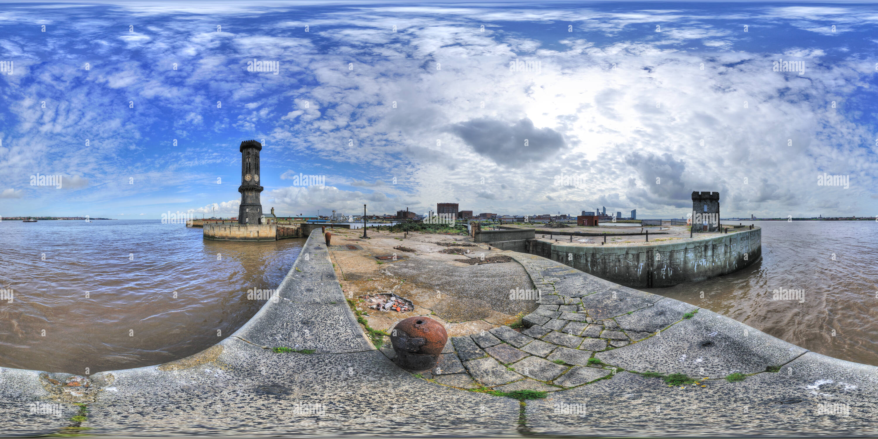 Vista panorámica en 360 grados de Victoria Torre Reloj Dockers Liverpool