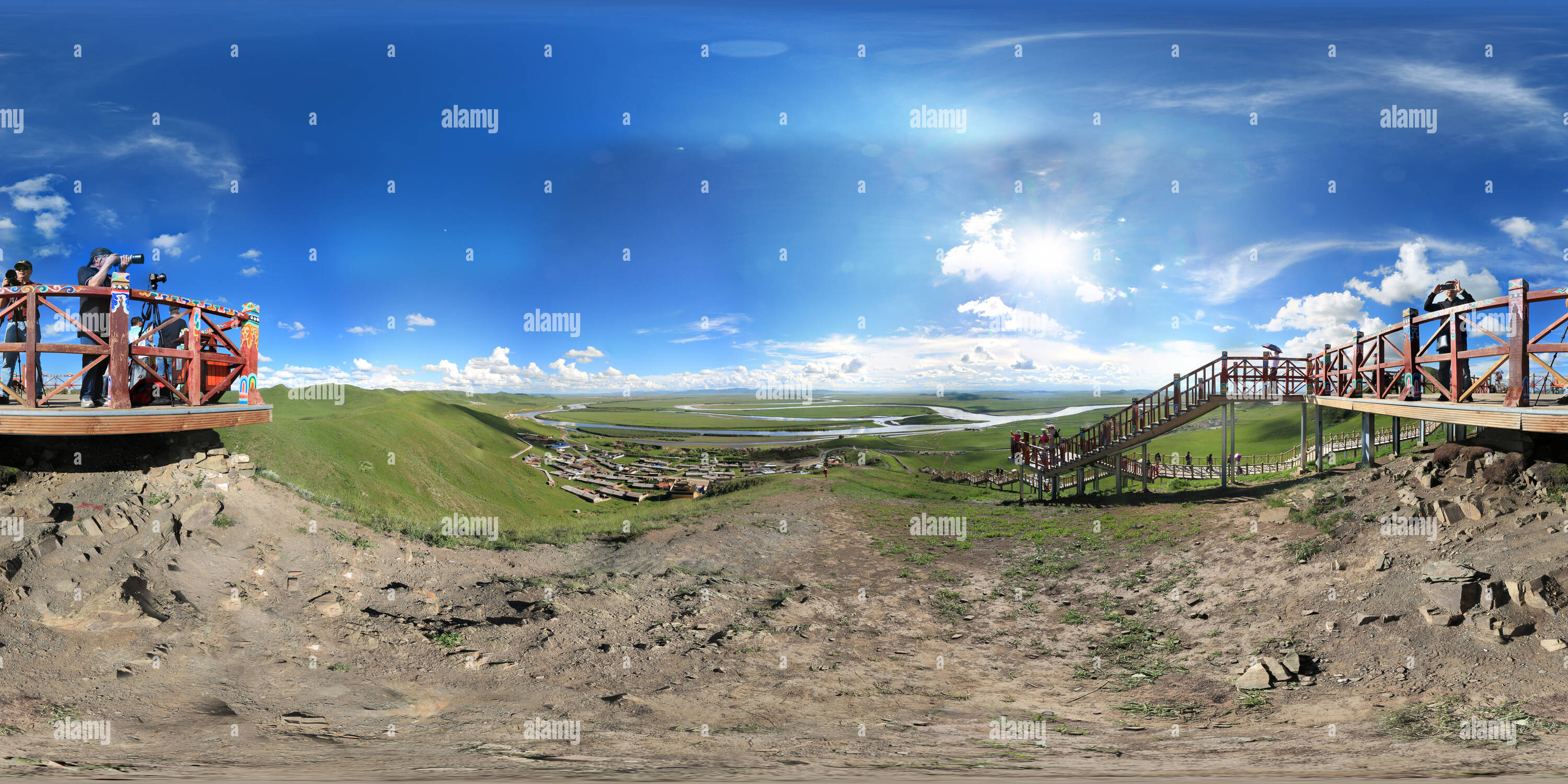 Vista panorámica en 360 grados de Ver el río Amarillo, a una altitud de 3600m