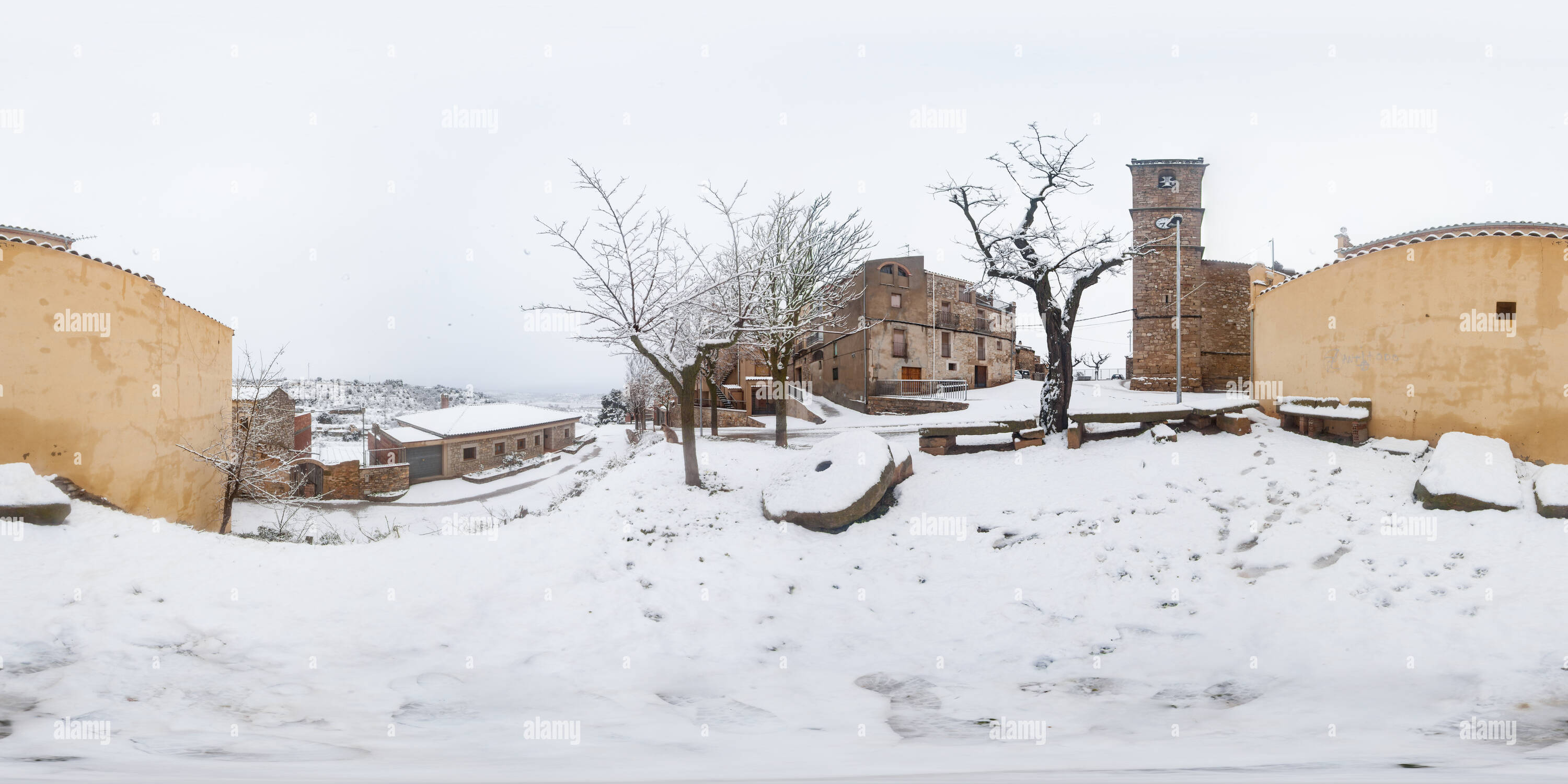 Vista panorámica en 360 grados de Nalec campanar nevada2016