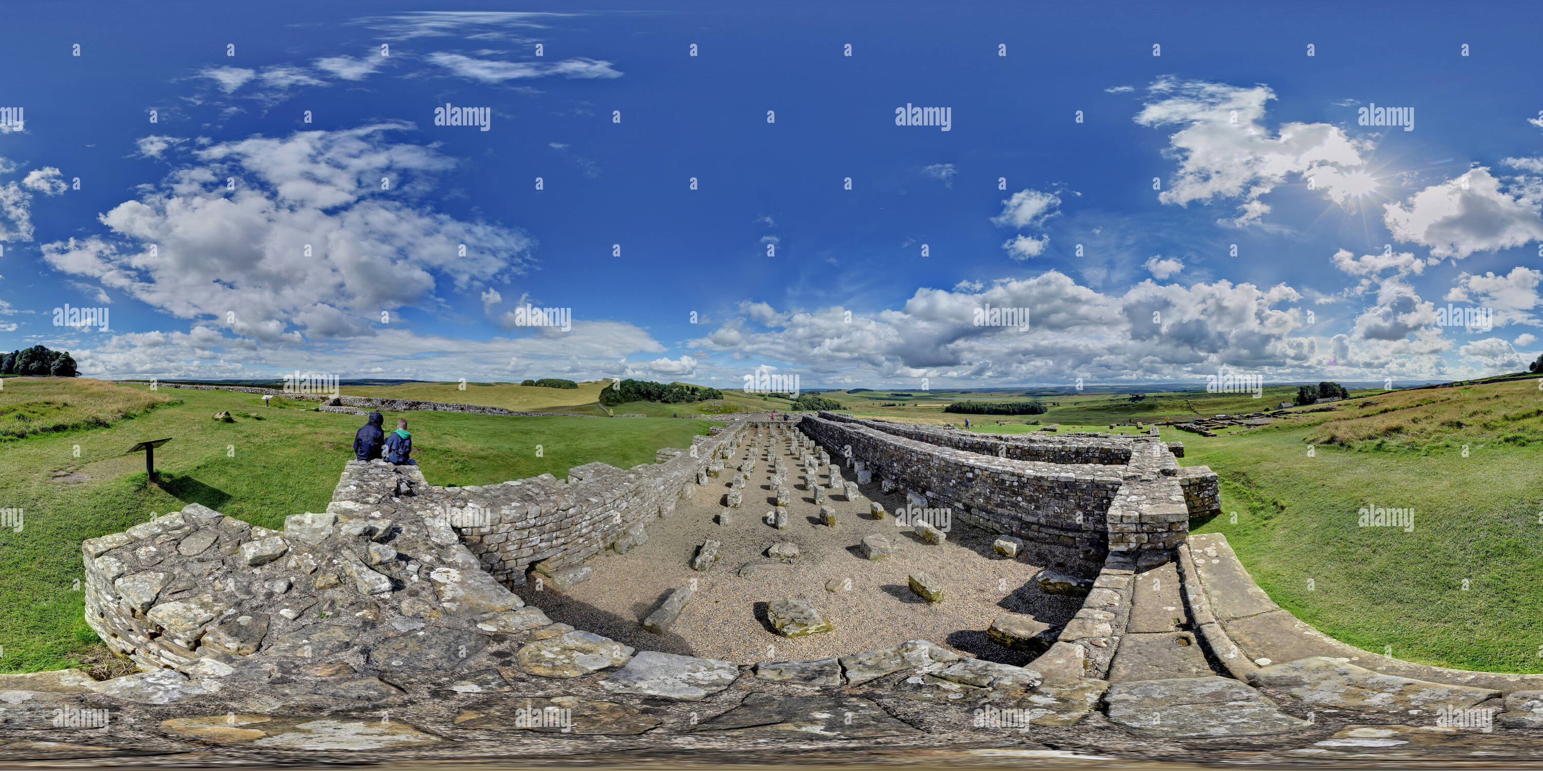 Vista panorámica en 360 grados de Housesteads Roman Fort Adriano S El Granero de pared