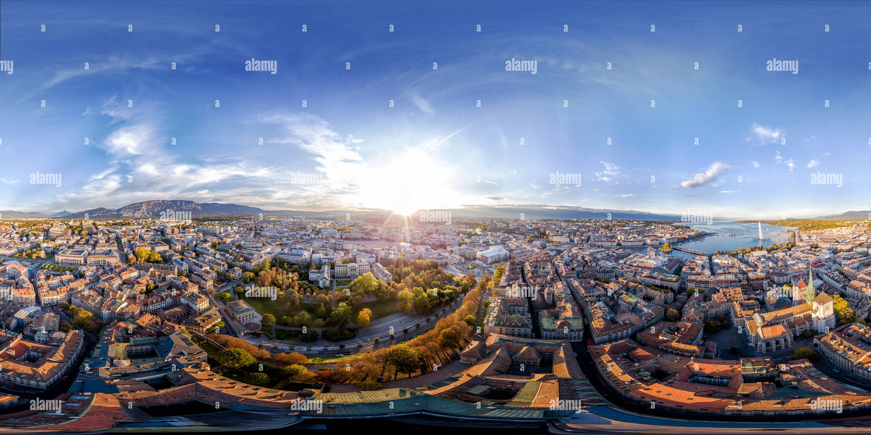 Vista de 360 grados de Ginebra Skyline 20 Gigapixel foto panorámica