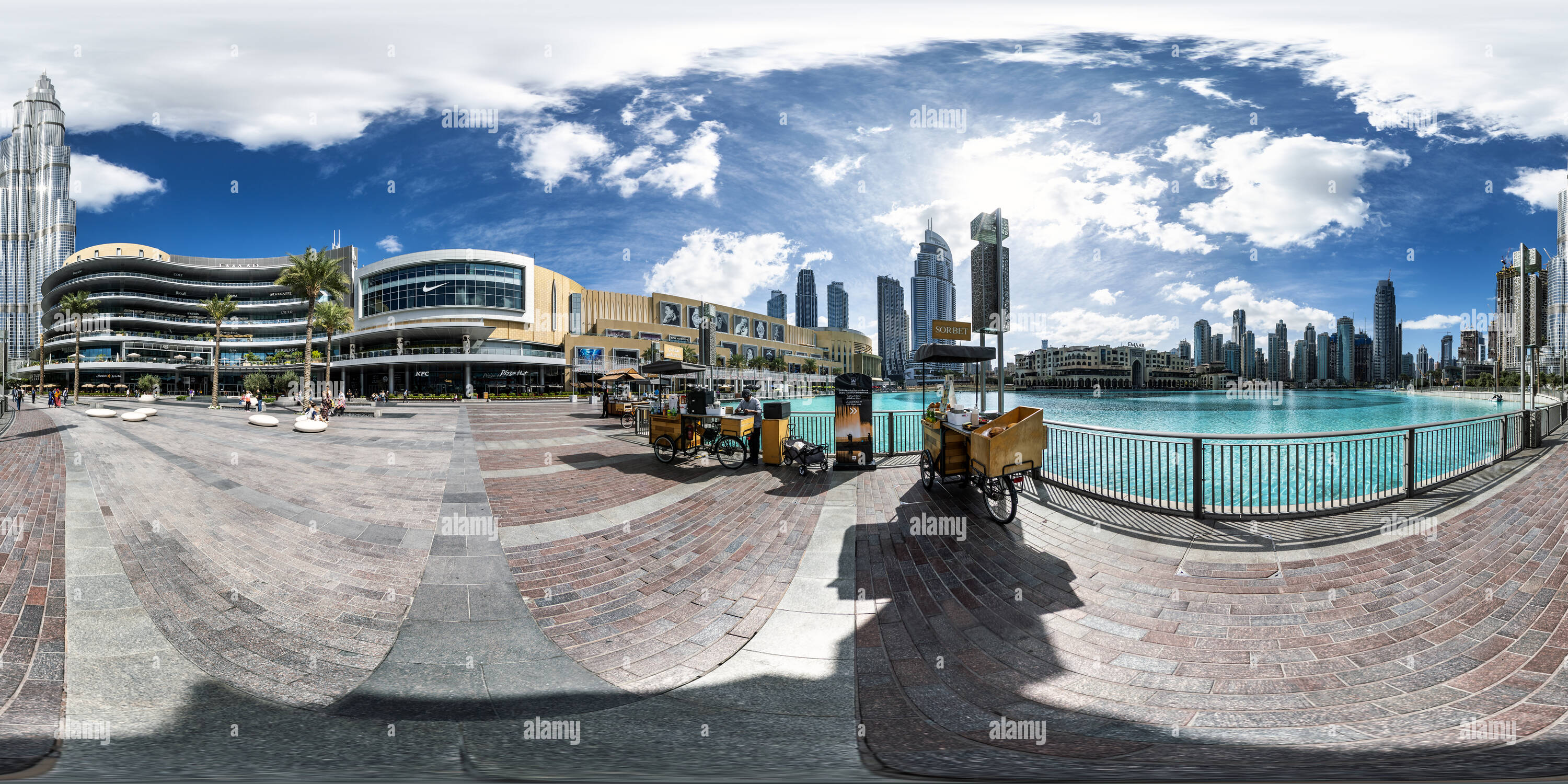 Vue panoramique à 360° de Todd English Food Hall (杜拜購物中心Todd English Food Hall), Dubai Mall, Émirats Arabes Unis