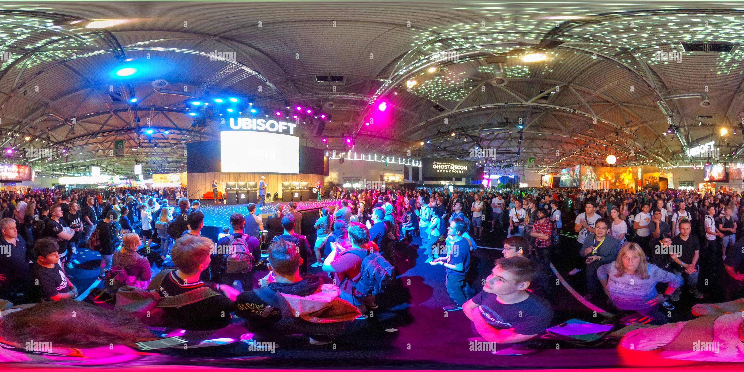 Vue panoramique à 360° de Salon de la gamescom à Cologne, 21.08.2019