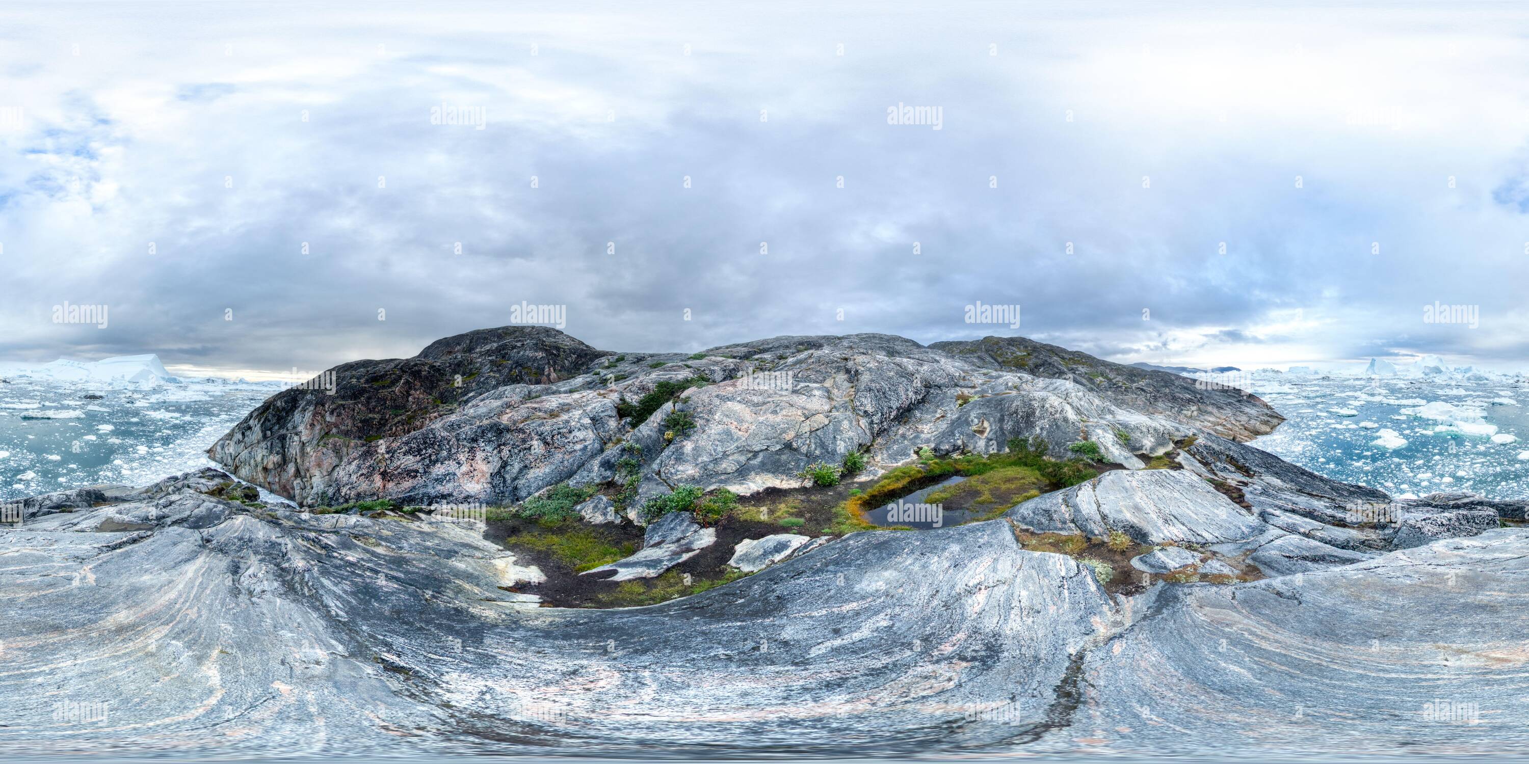 Vue panoramique à 360° de 360 vue sur Ilulissat icefjord