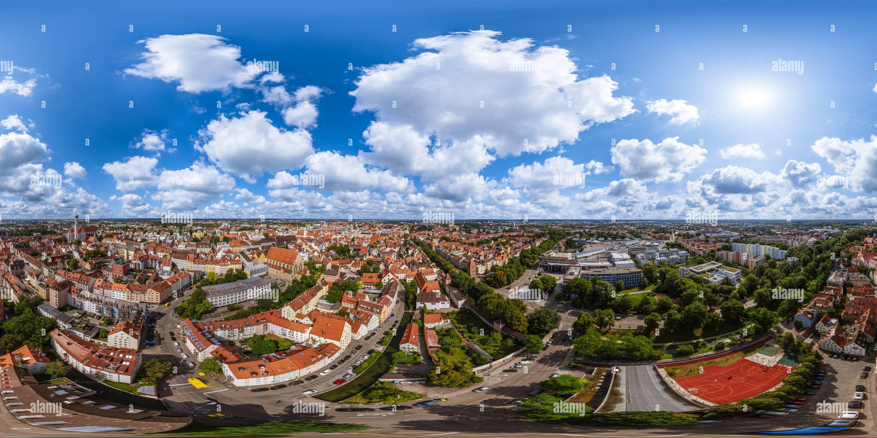 Vue panoramique à 360° de Augsburg - un vol interactif au-dessus de la ville près du Vogeltor