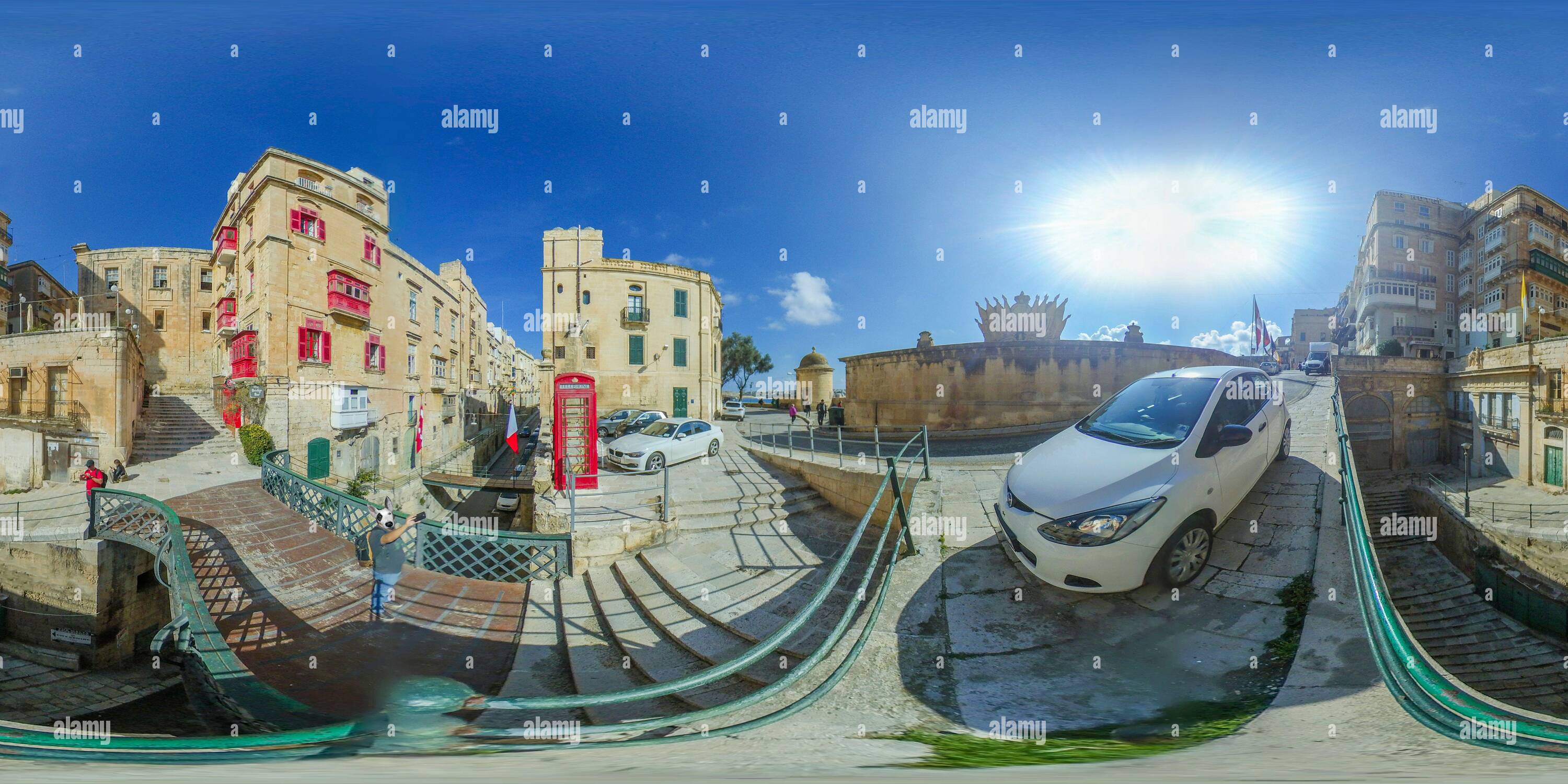 Vue panoramique à 360° de Rues de La Valette, Malte