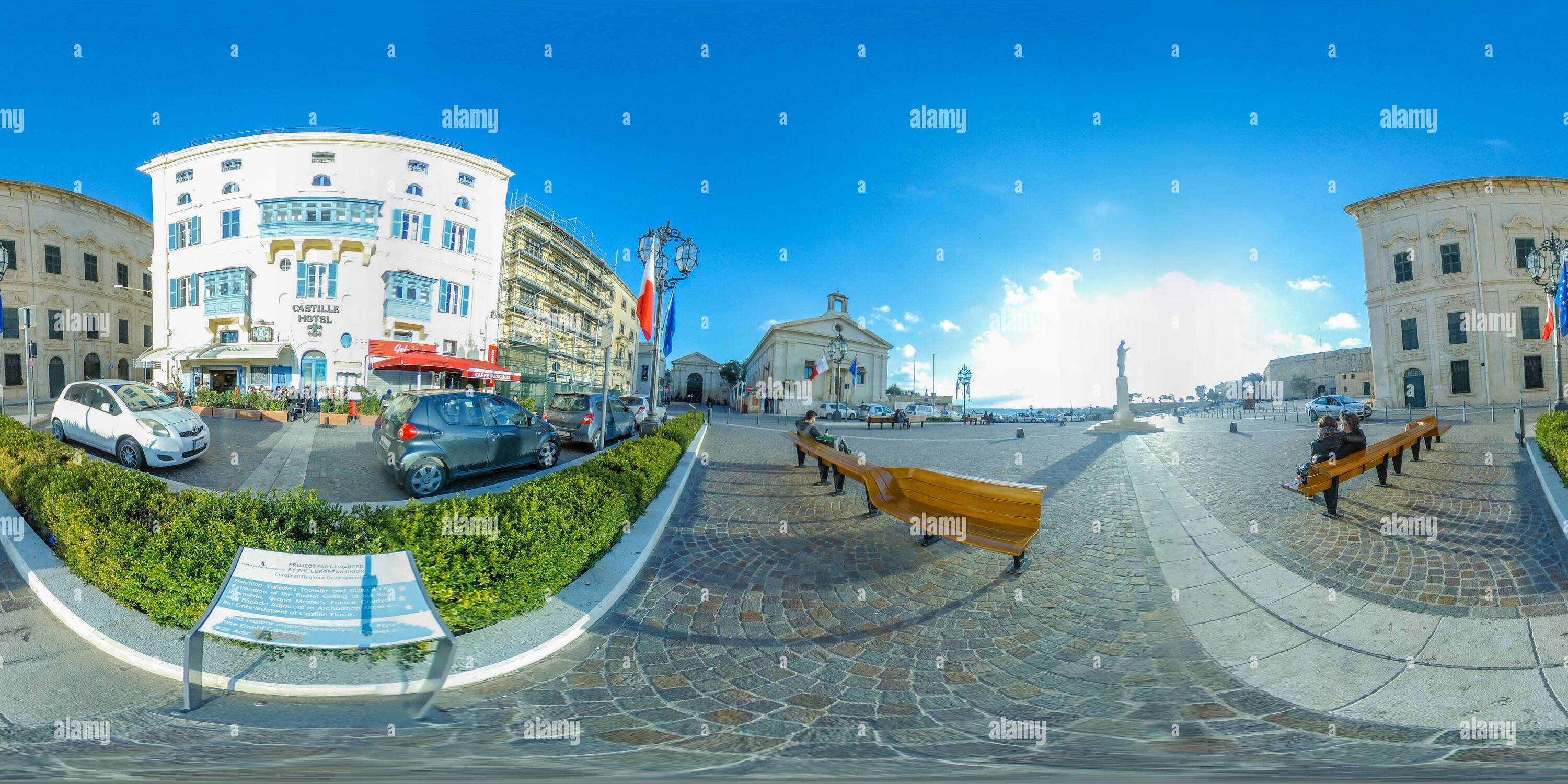 Vue panoramique à 360° de Rues de La Valette, Malte