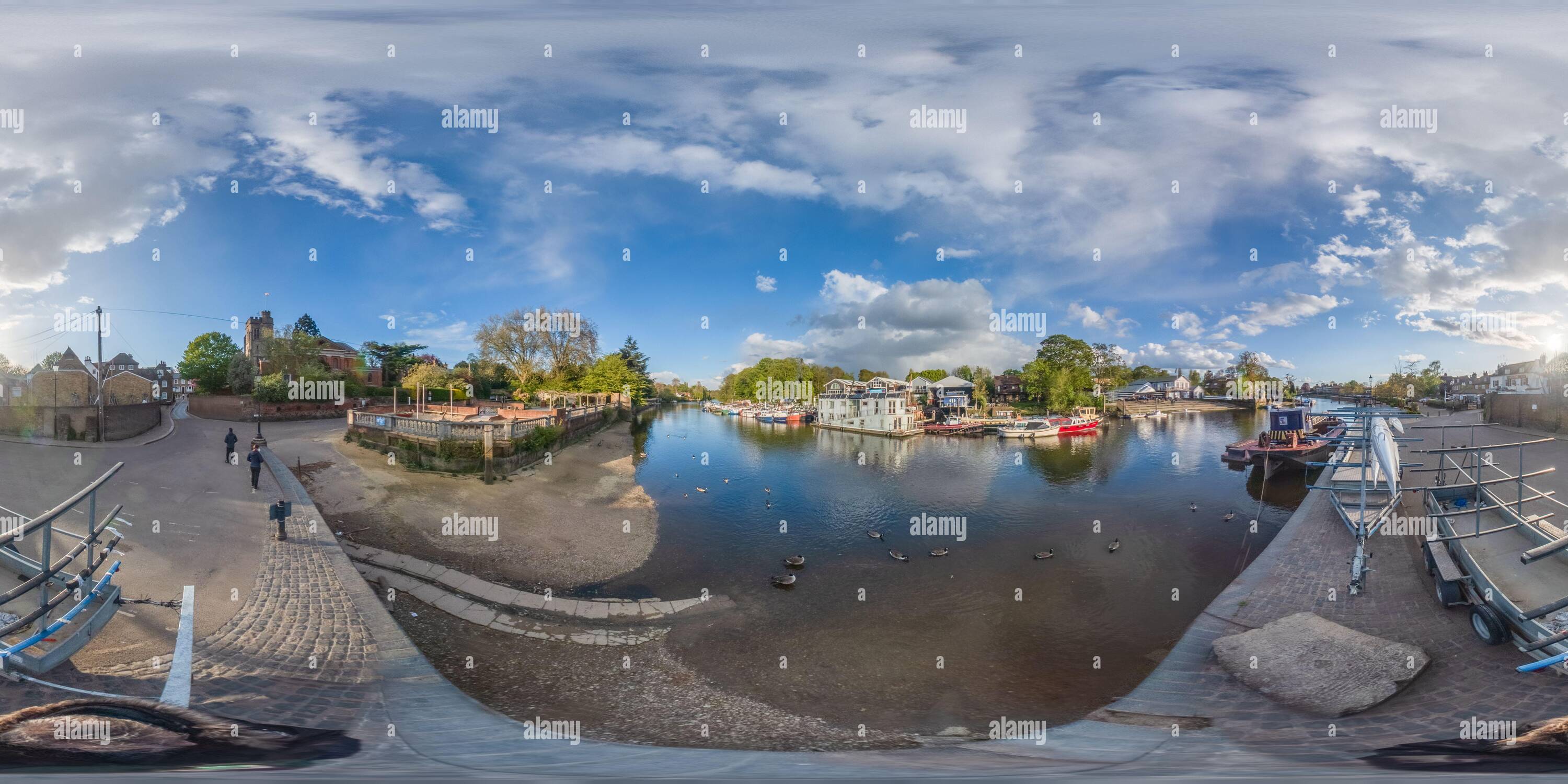 Vue panoramique à 360° de Passerelle à l'île d'Eel Pie, Twickenham