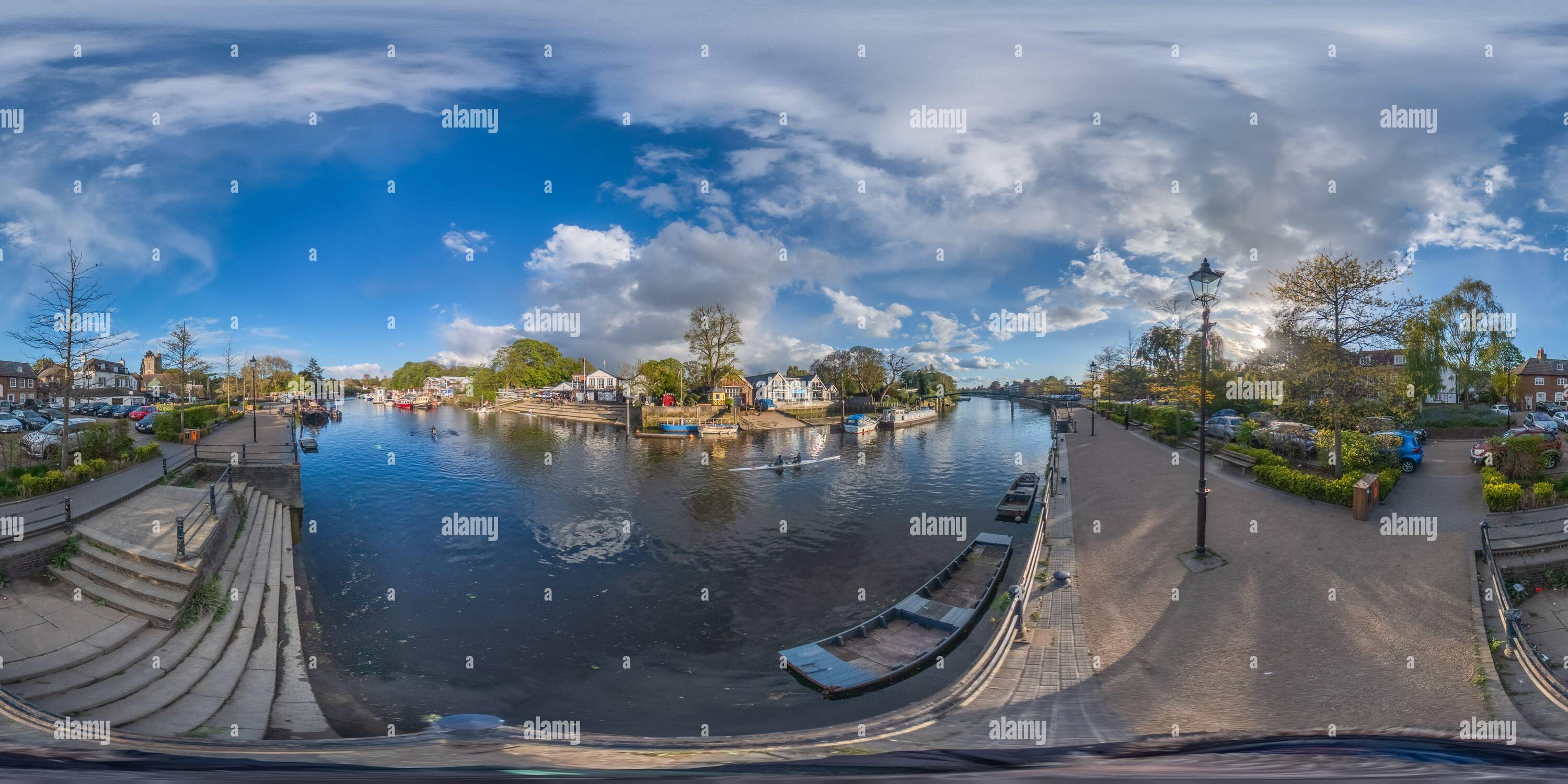 Vue panoramique à 360° de Passerelle à l'île d'Eel Pie, Twickenham