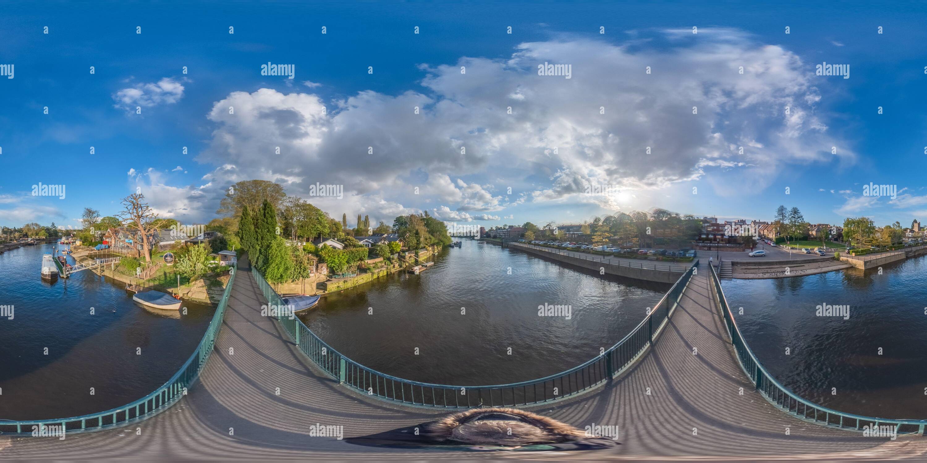 Vue panoramique à 360° de Passerelle à l'île d'Eel Pie, Twickenham