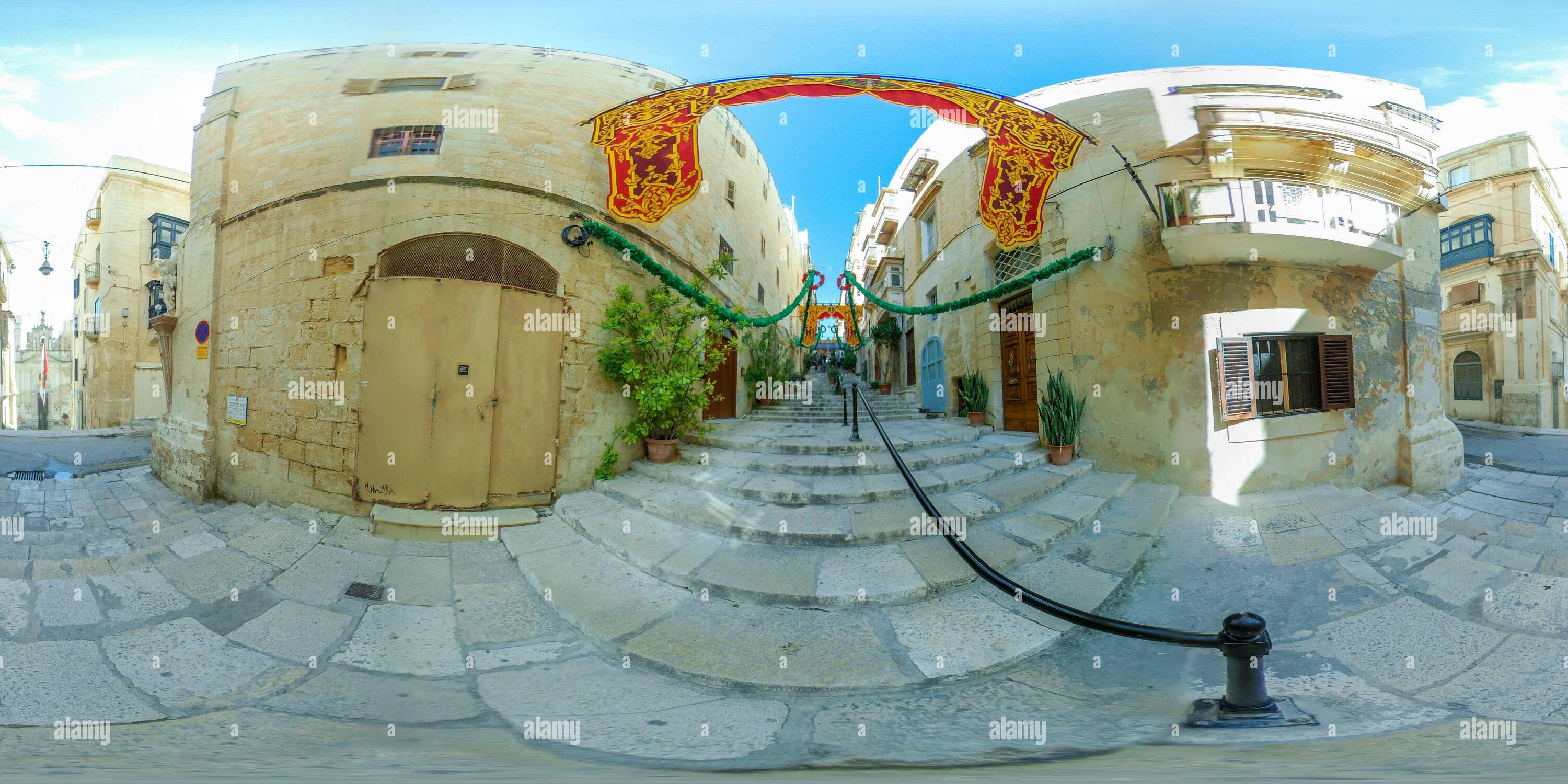 Vue panoramique à 360° de Rues de La Valette, Malte