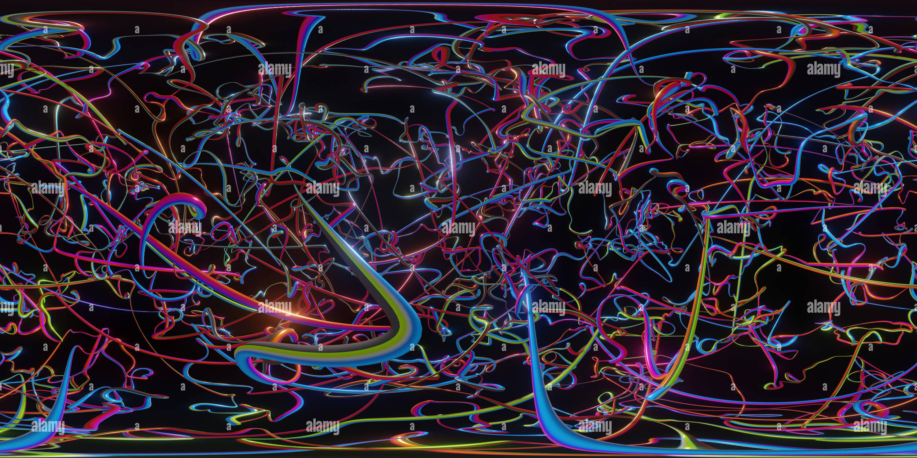 Vue panoramique à 360° de Lignes de champ vectoriel visualisées