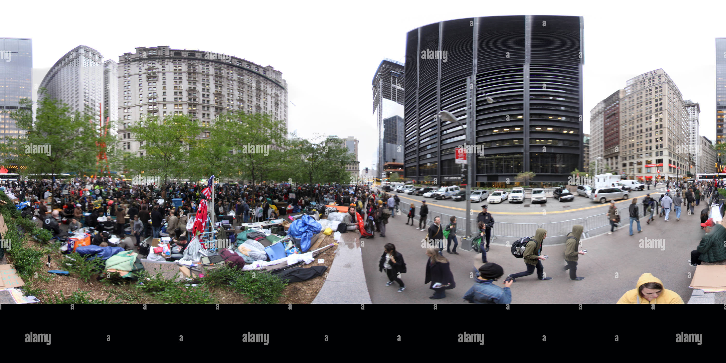 Vue panoramique à 360° de Occupy Wall Street Vue panoramique à 360° de Occupy Wall Street
