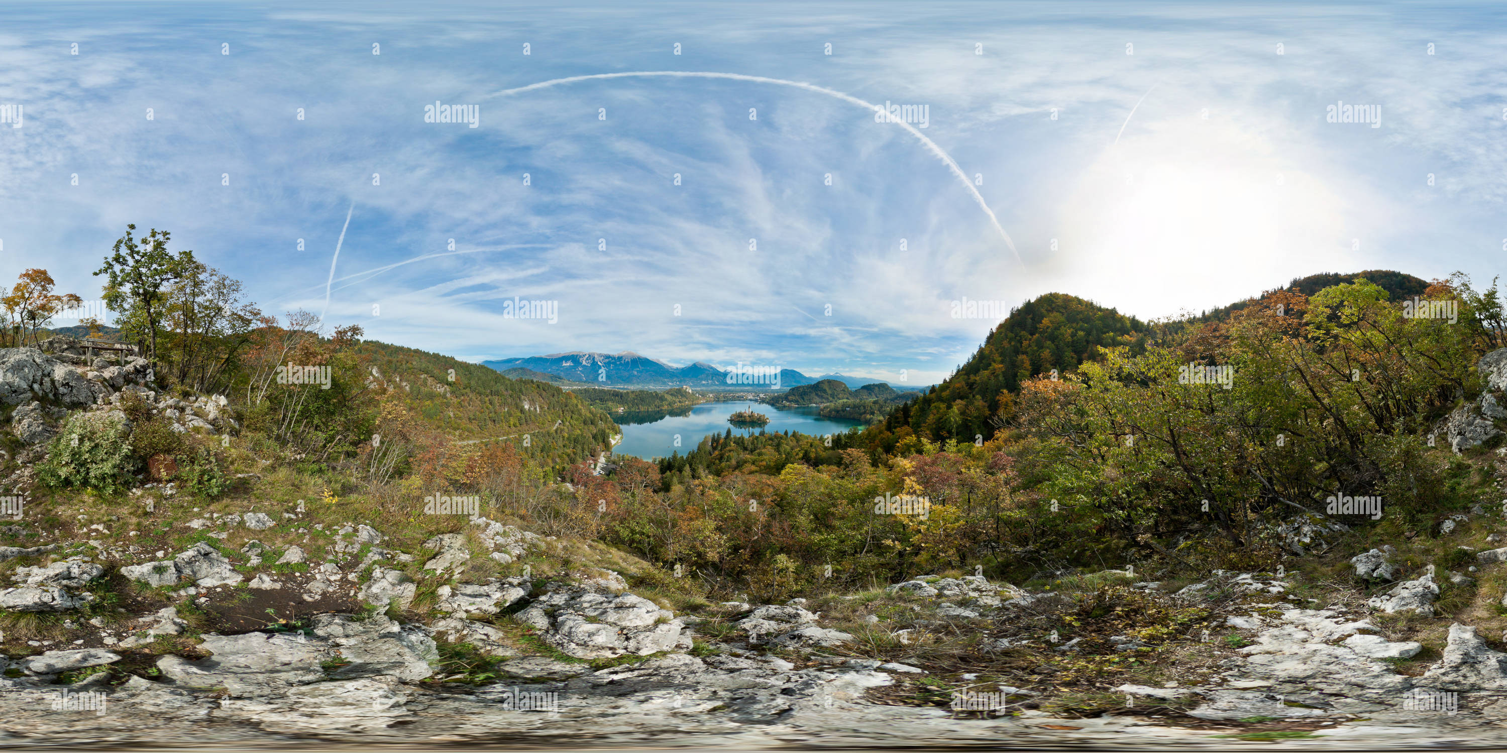 Vue panoramique à 360° de Panorama de Bled d'Ojstrica