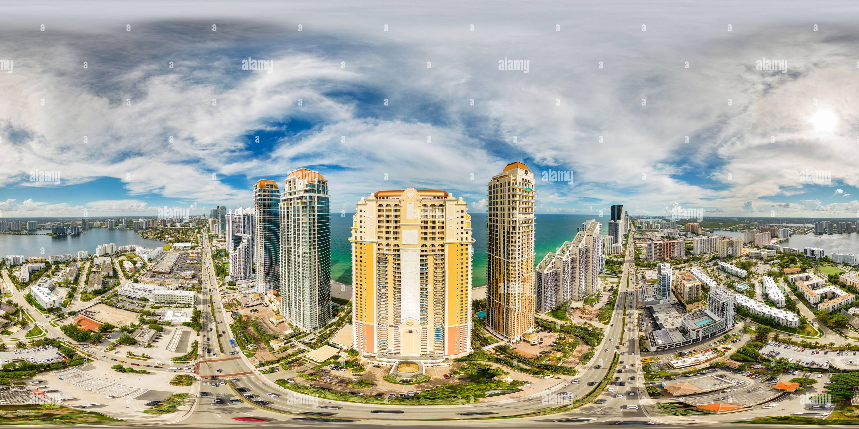 Vue panoramique à 360° de Highrise condominium tours Sunny Isles Beach Florida USA