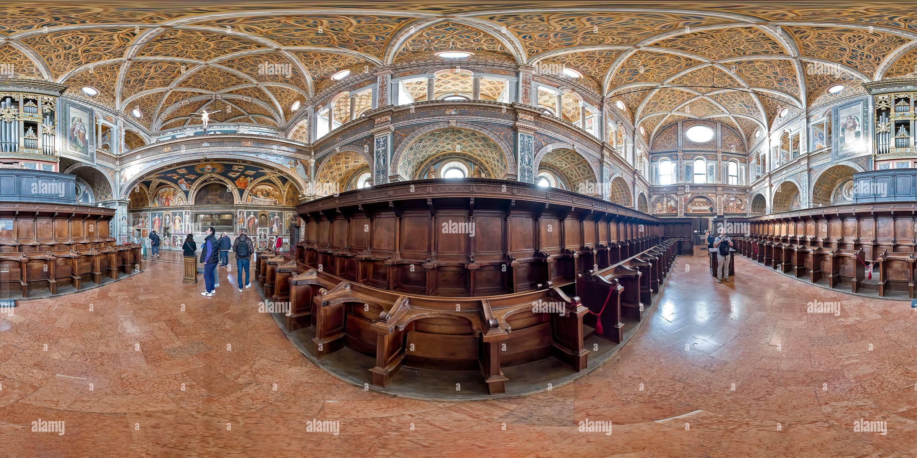 Vue panoramique à 360° de Milan Lombardie Italie. La salle des religieuses à l'intérieur de l'église San Maurizio al Monastero Maggiore