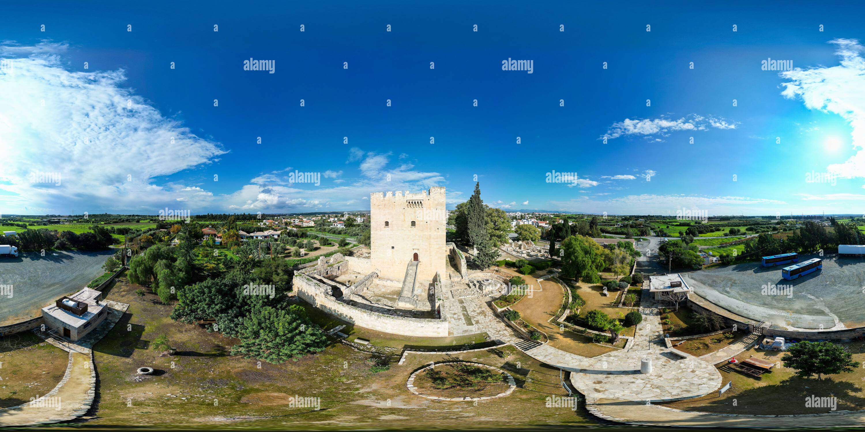 Vue panoramique à 360° de Le château de Kolossi a été construit à l'origine au 13th siècle, et reconstruit dans sa forme actuelle au 15th siècle.