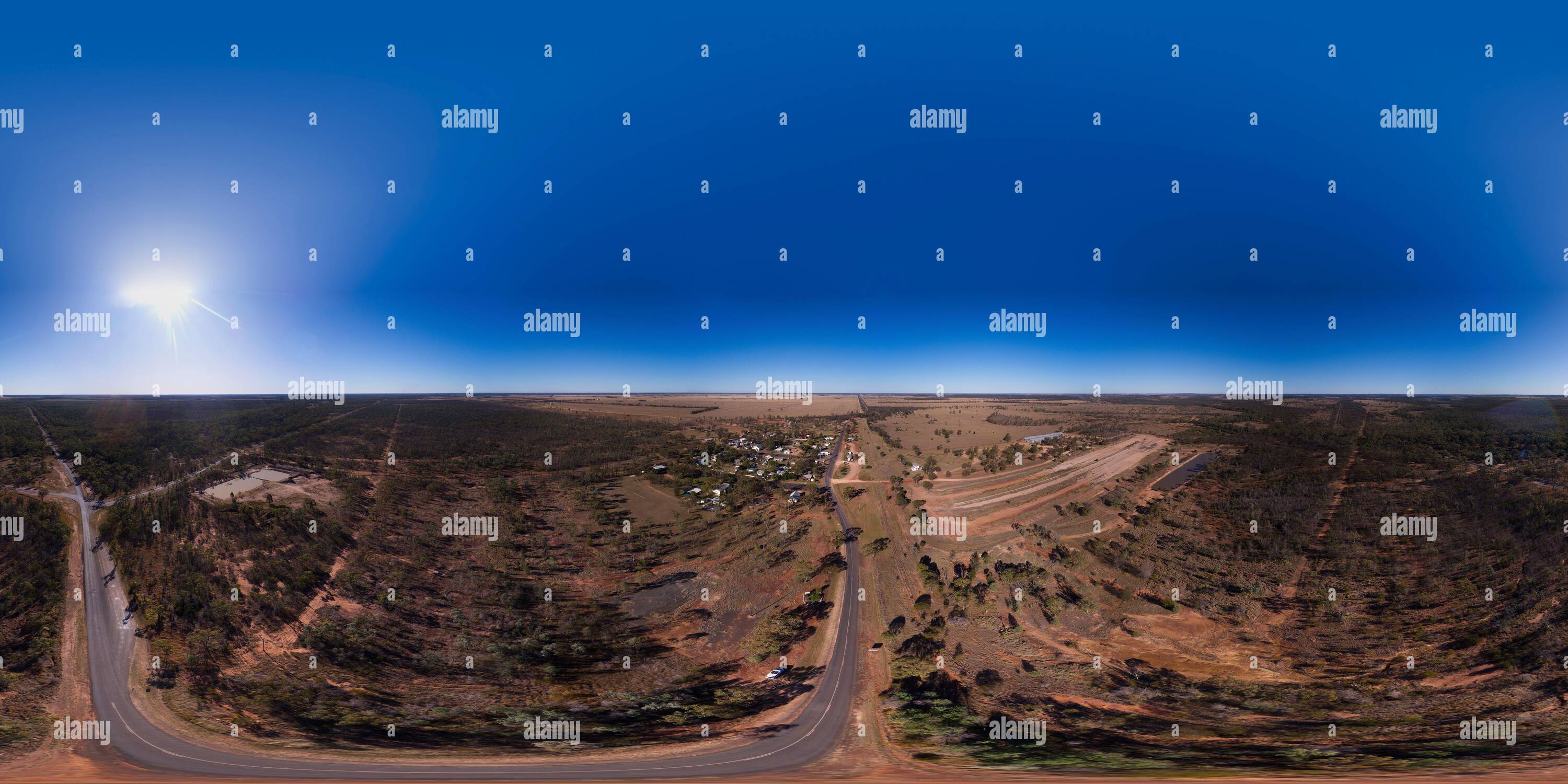 Vue panoramique à 360° de Panorama aérien 360 de Glenmorgan sur les Western Darling Downs Queensland Australie.