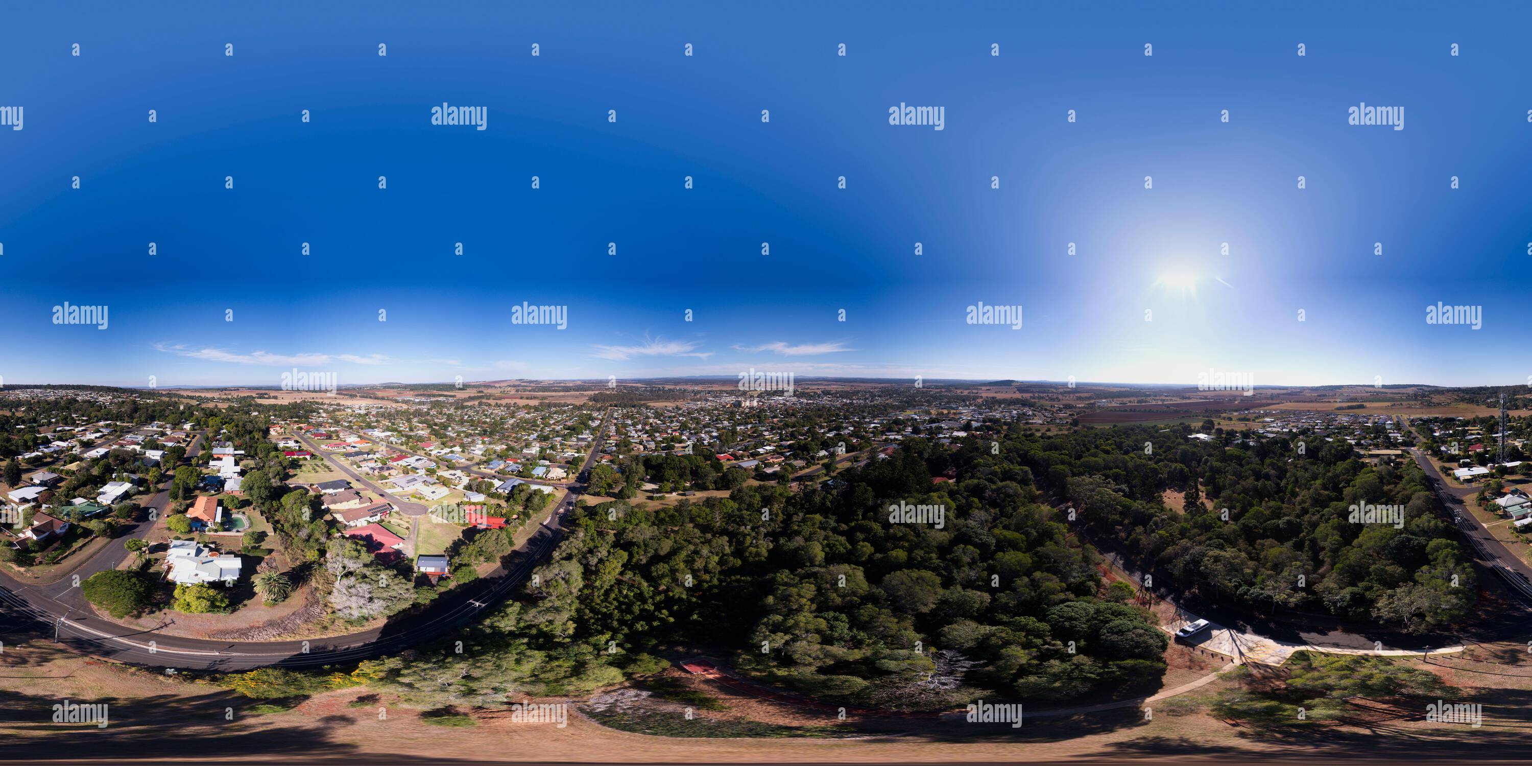 Vue panoramique à 360° de Panorama aérien 360 de la région de Burnett Sud de Kingaroy Queensland Australie