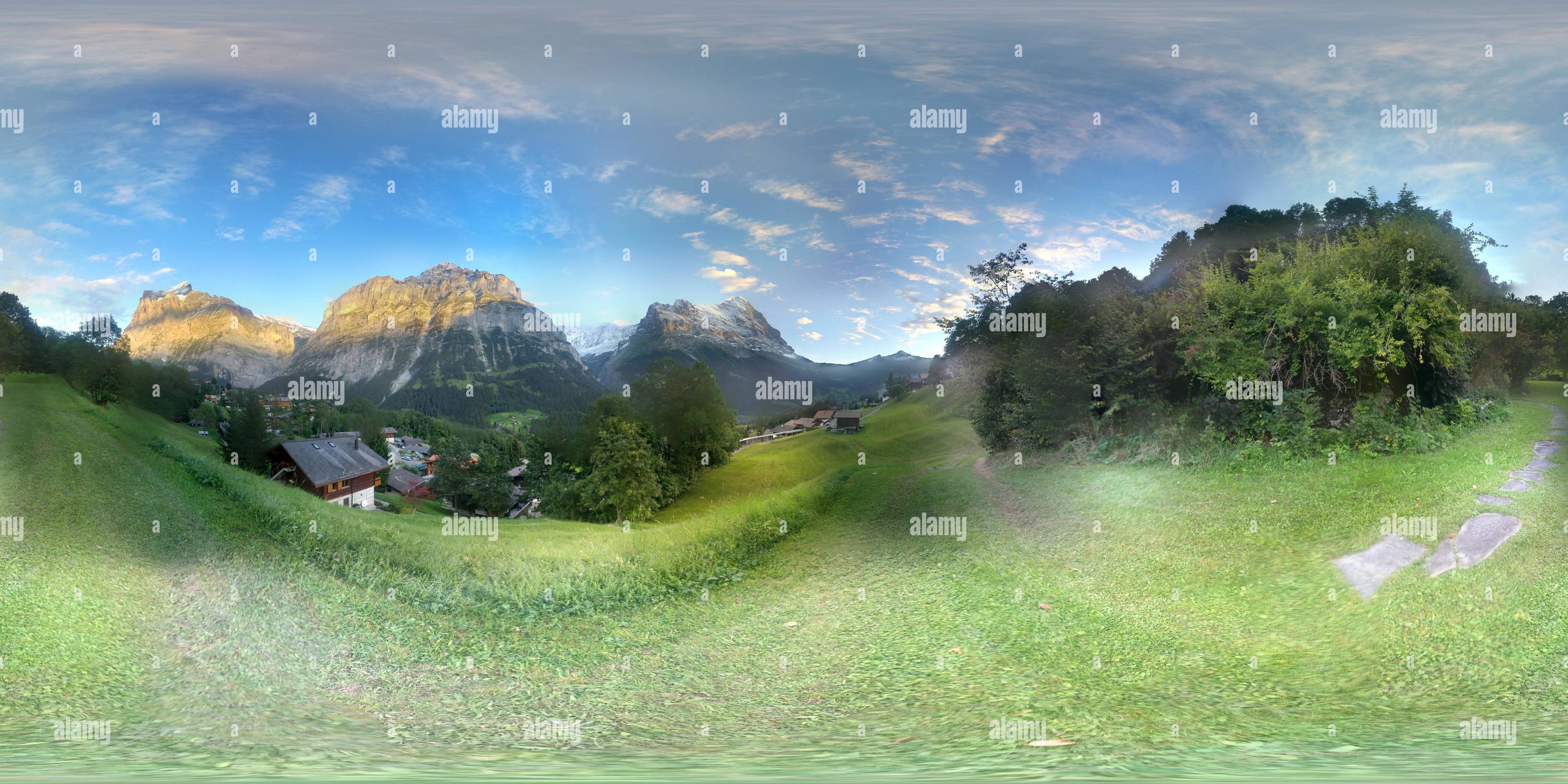 Vue panoramique à 360° de 20120914 au-dessus de Terassenweg à Grindelwald