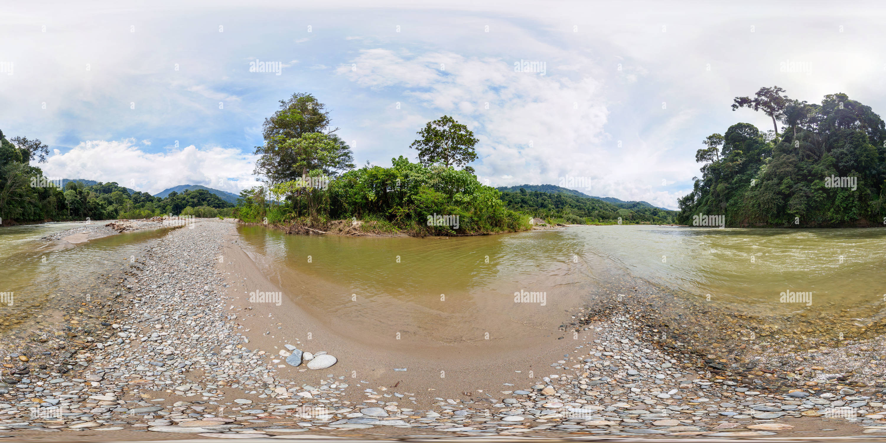 Vue panoramique à 360° de Rivière Alas à Ketambe, Sumatra Nord