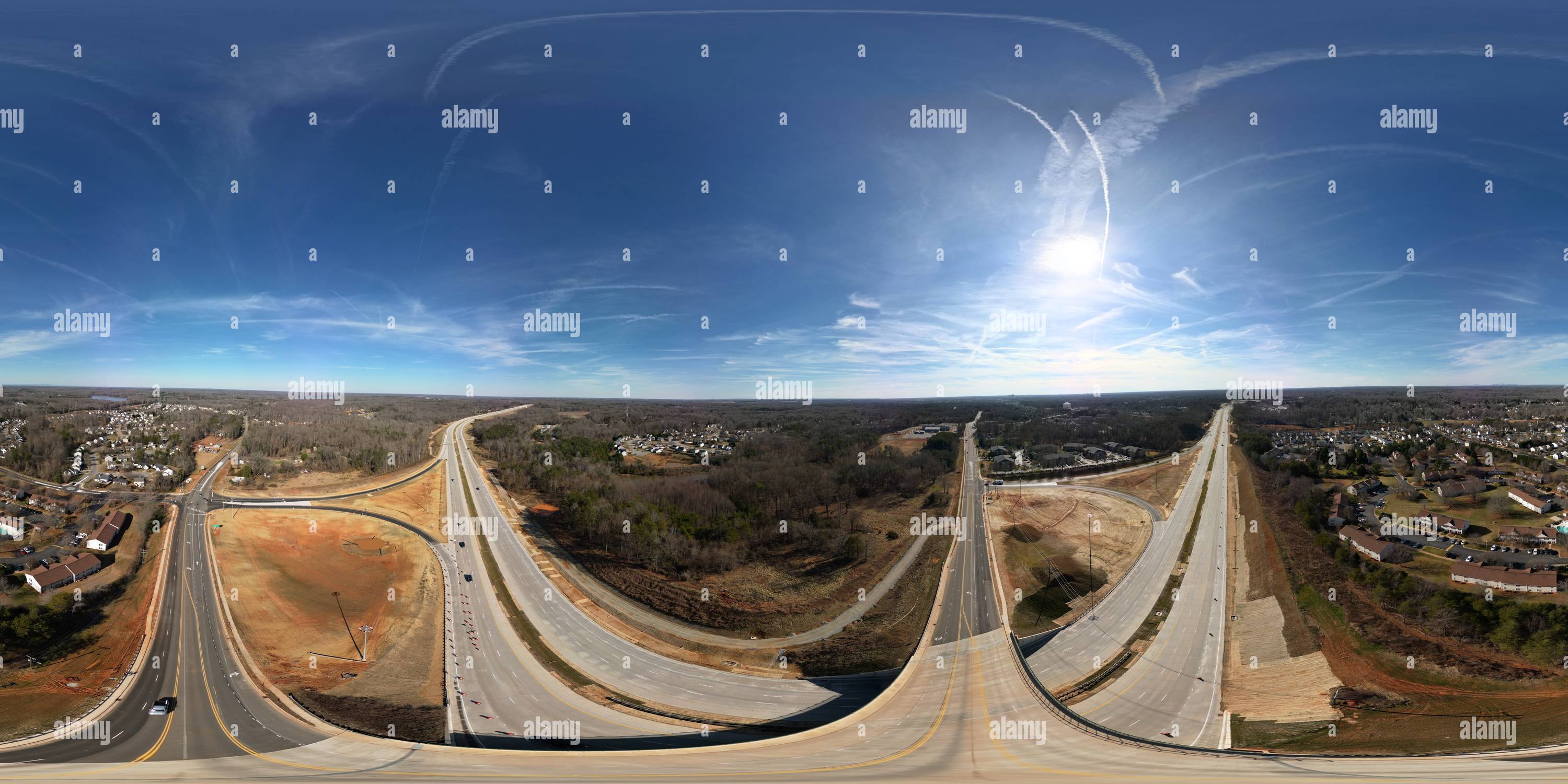 Vue panoramique à 360° de Au-dessus de Yanceyville Rd sur la boucle GSO