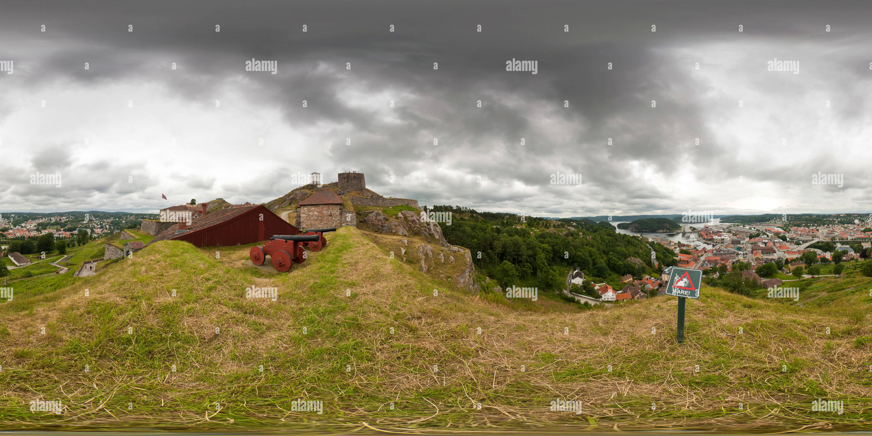 Vue panoramique à 360° de Halden, vue depuis la forteresse de Fredriksten