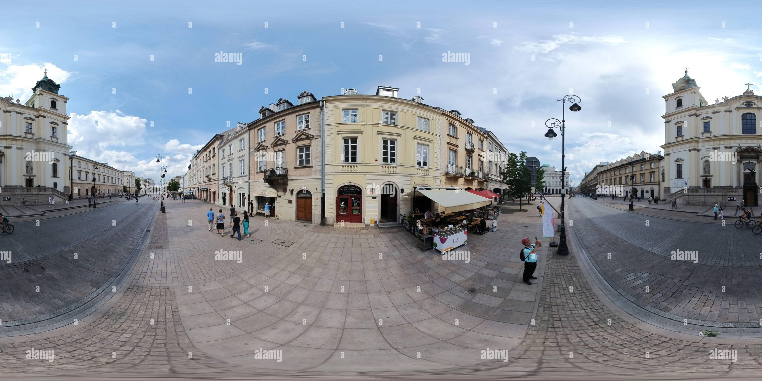 Vue panoramique à 360° de Vieille ville de Varsovie - Nowy Świat Street