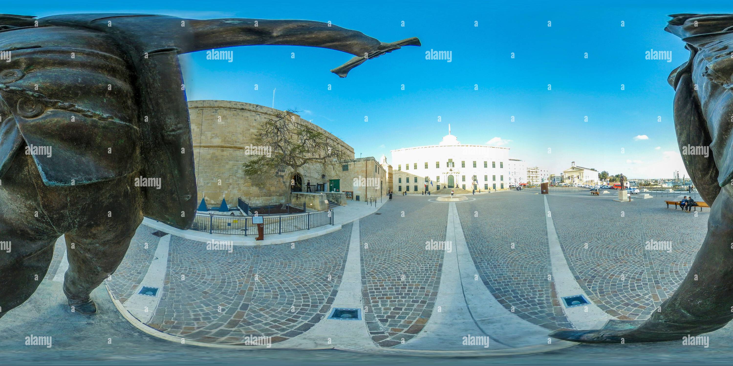 Vue panoramique à 360° de Statue de Jean de la Valette à Malte.