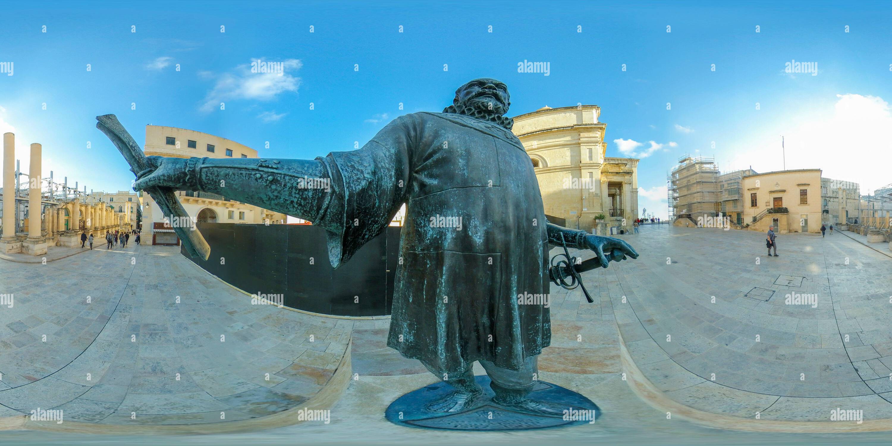 Vue panoramique à 360° de Statue de Jean de la Valette à Malte