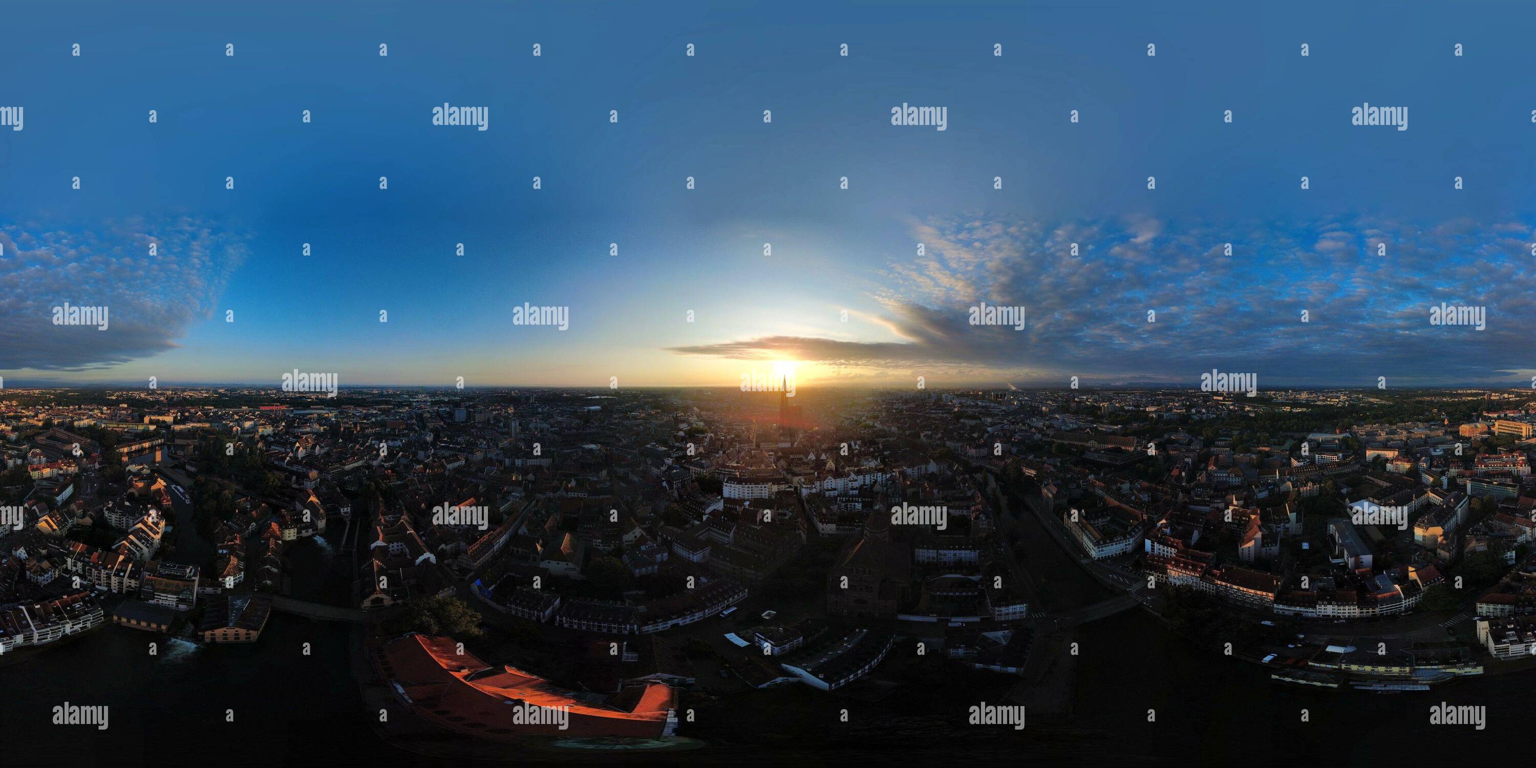 Vue panoramique à 360° de Strasbourg, vue aérienne 360°