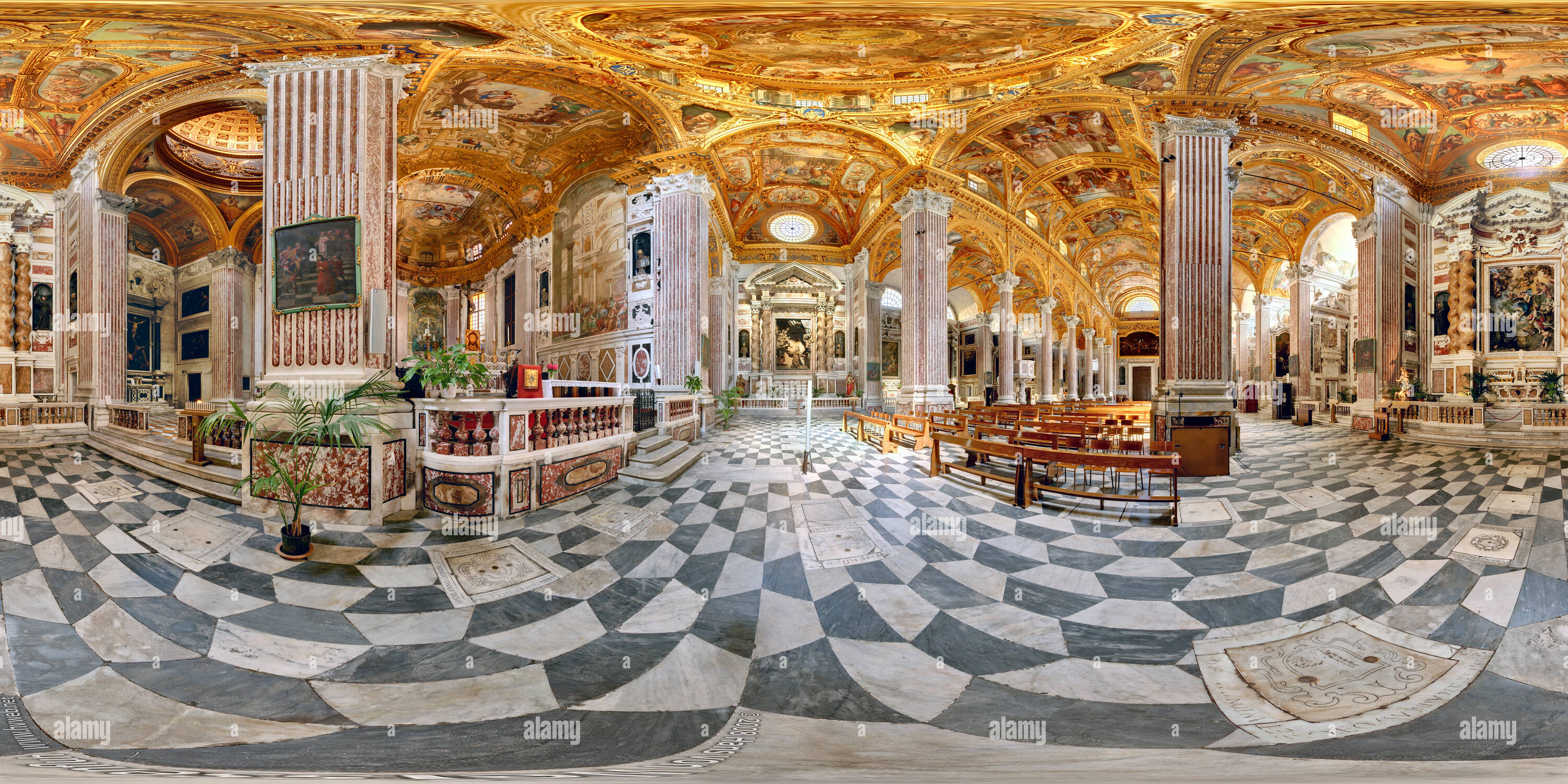 Vue panoramique à 360° de La basilique de la Santissima Annunziata del Vastato