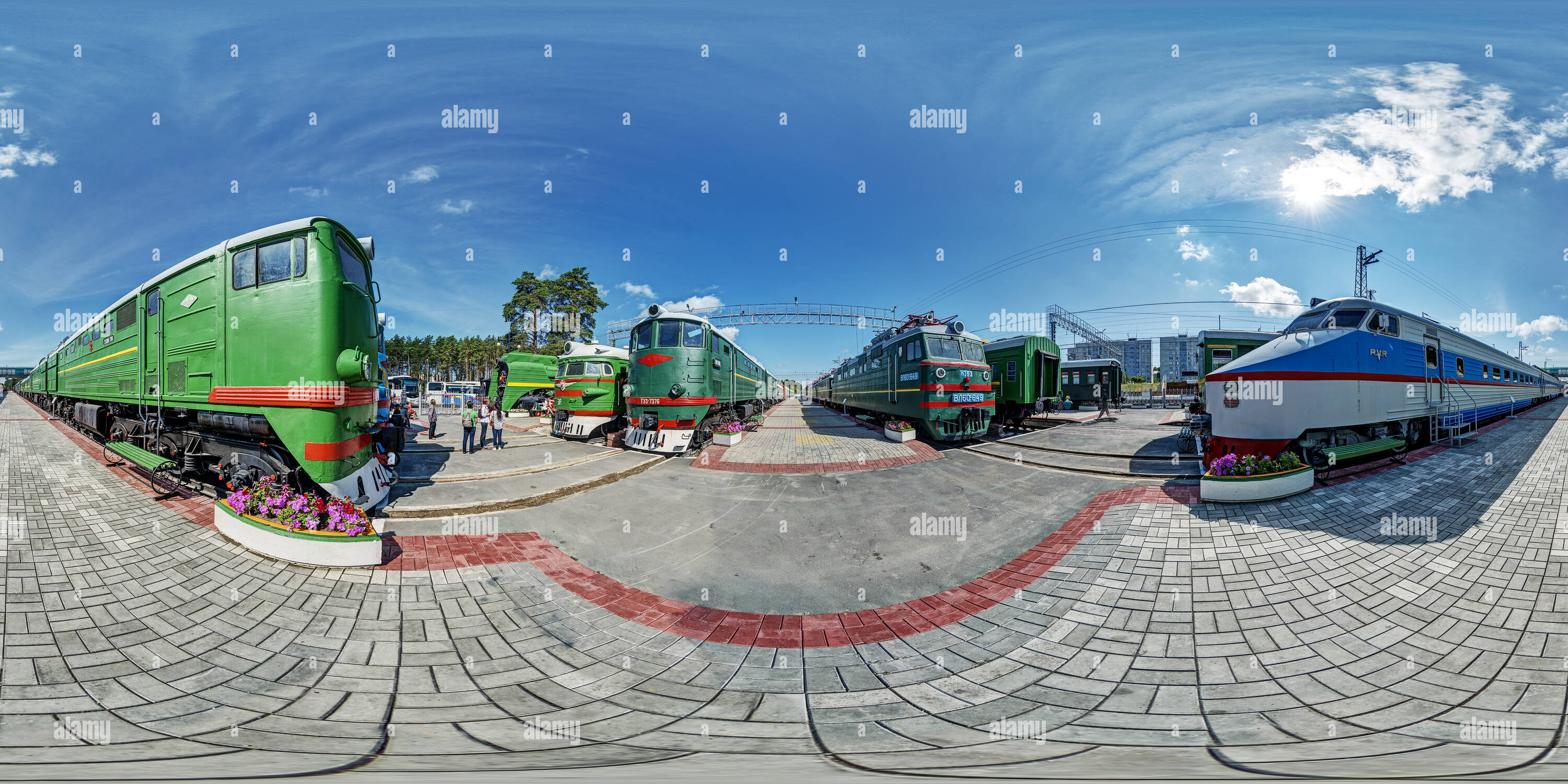 Vue panoramique à 360° de Musée du chemin de fer de Sibérie Russie Novosibirsk