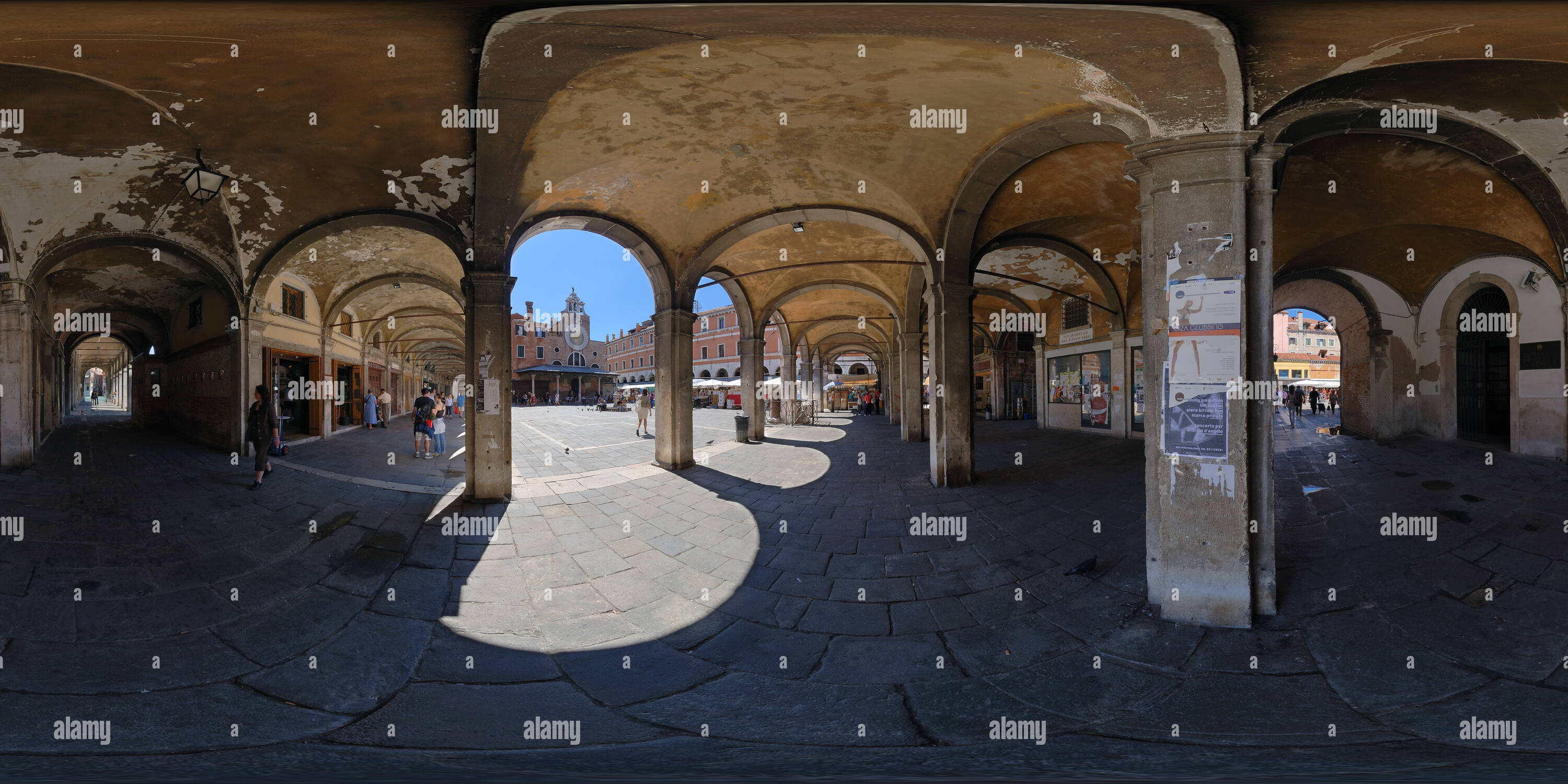 Vue panoramique à 360° de Sotoportego del Banco Giro, église San Giacometto