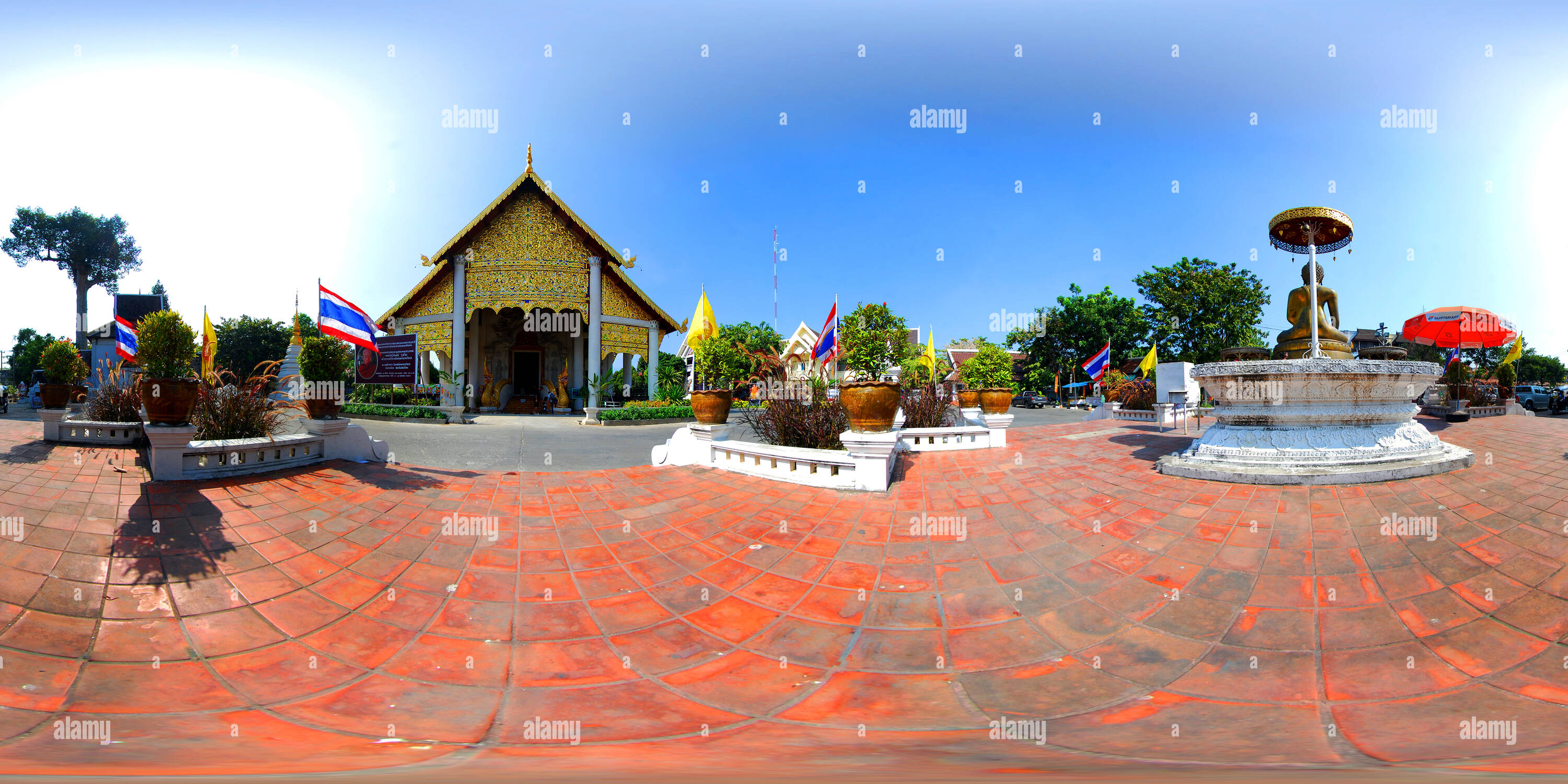 Vue panoramique à 360° de Viharn principal, Wat Chedi Luang, Chiang Mai