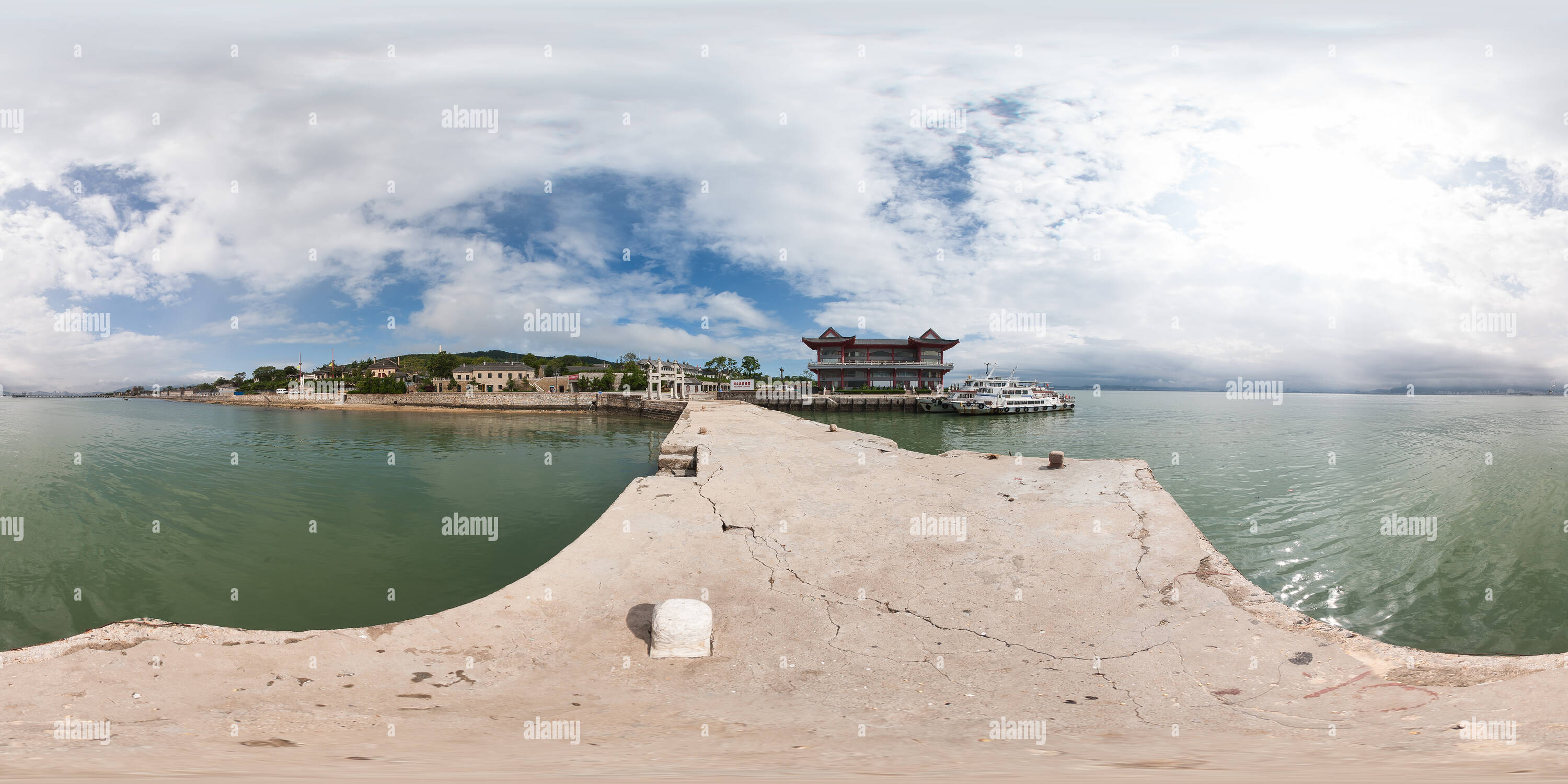 Vue panoramique à 360° de Jetée de Pierre Liugongdao Weihai