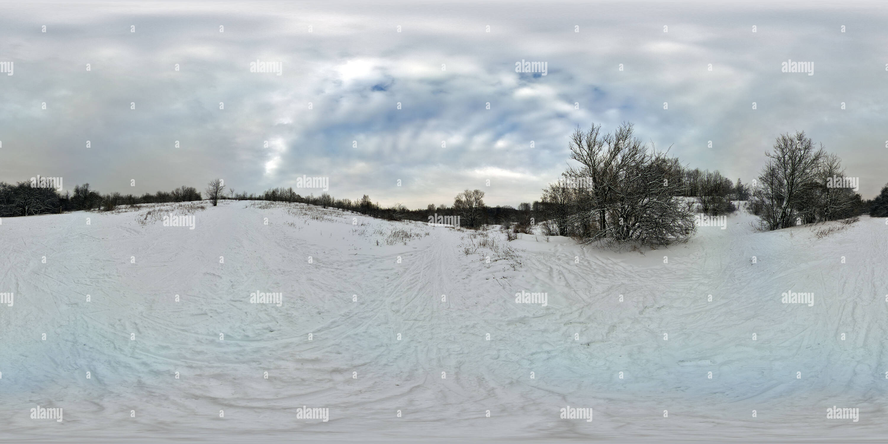 Vue panoramique à 360° de Park 'Dinamo' en hiver