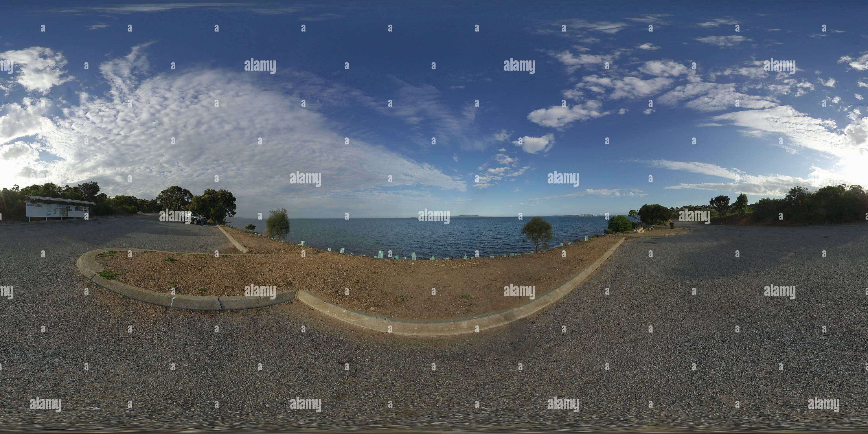 Vue panoramique à 360° de L'information et de la baie de Port Lincoln Lookout