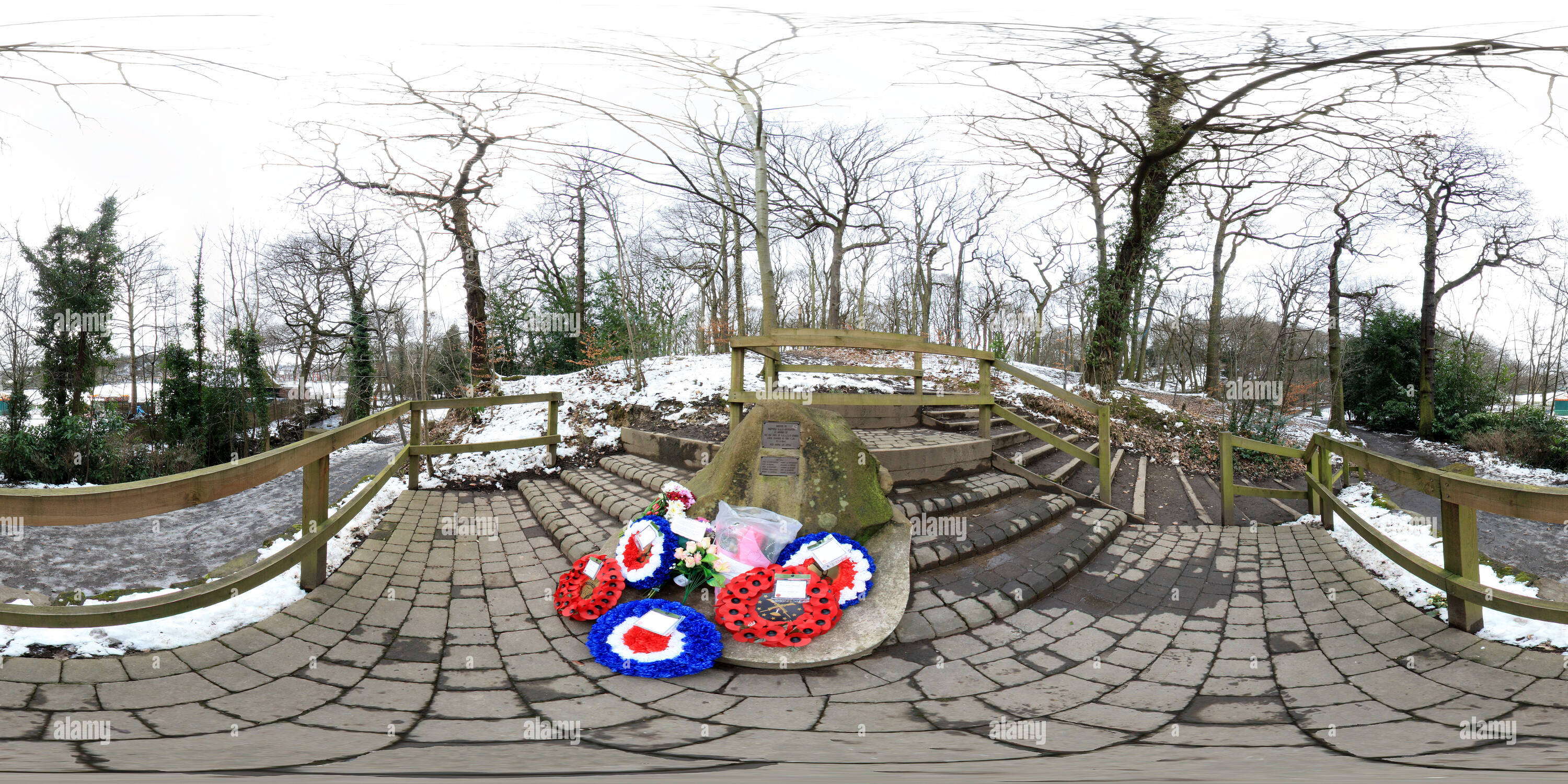 Vue panoramique à 360° de Sheffield, B17 'Mi Amigo' Memorial, Endcliffe Park